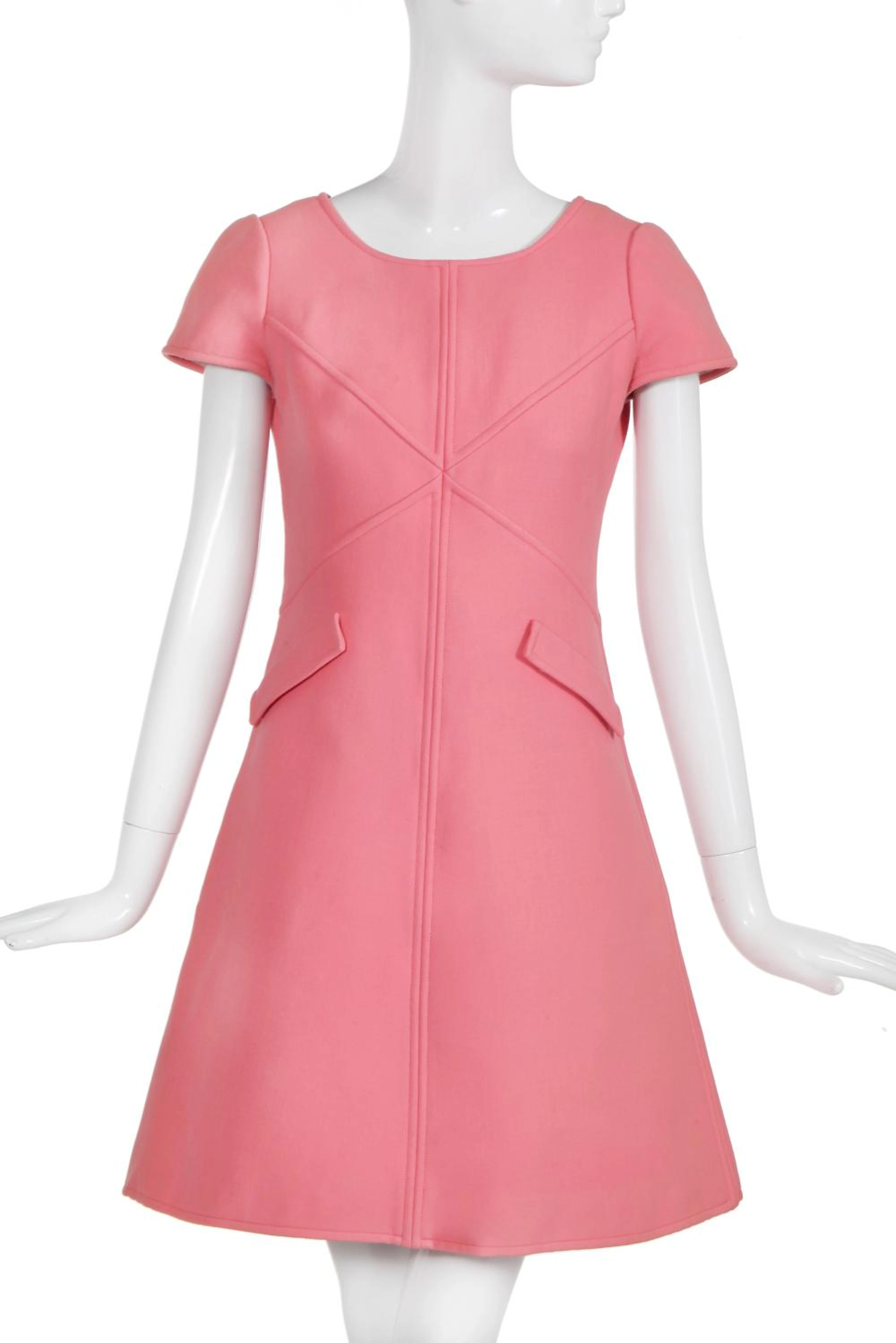 An André Courrèges shocking-pink day dress, circa 1967