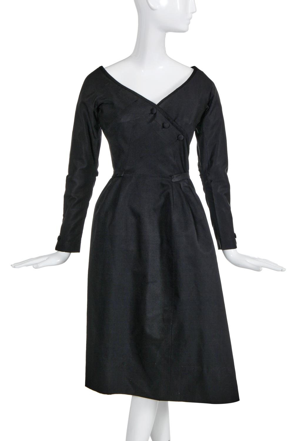 An unusual Christian Dior couture wrap-around dress, 1950-51