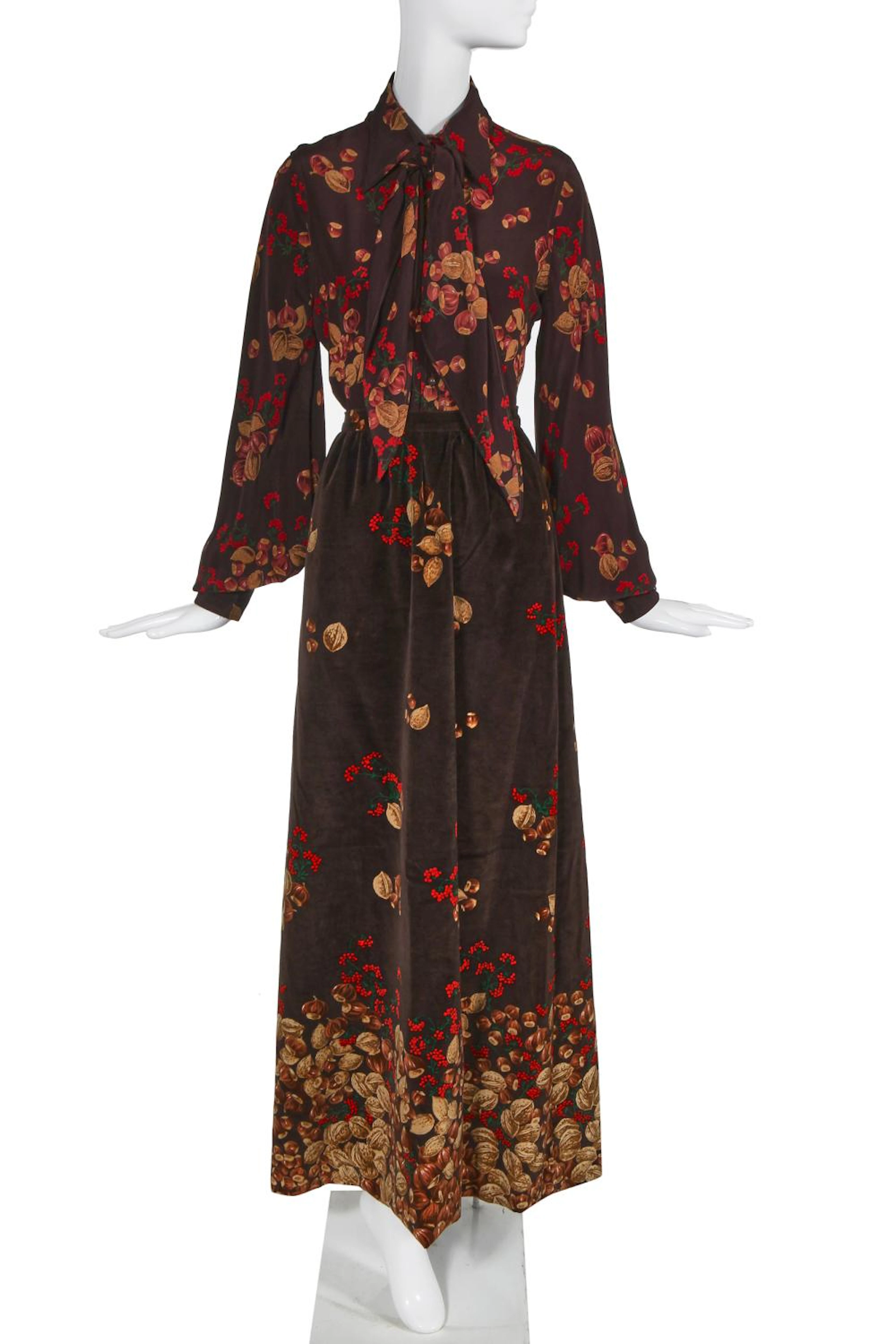 A Valentino nut-print ensemble, 1977