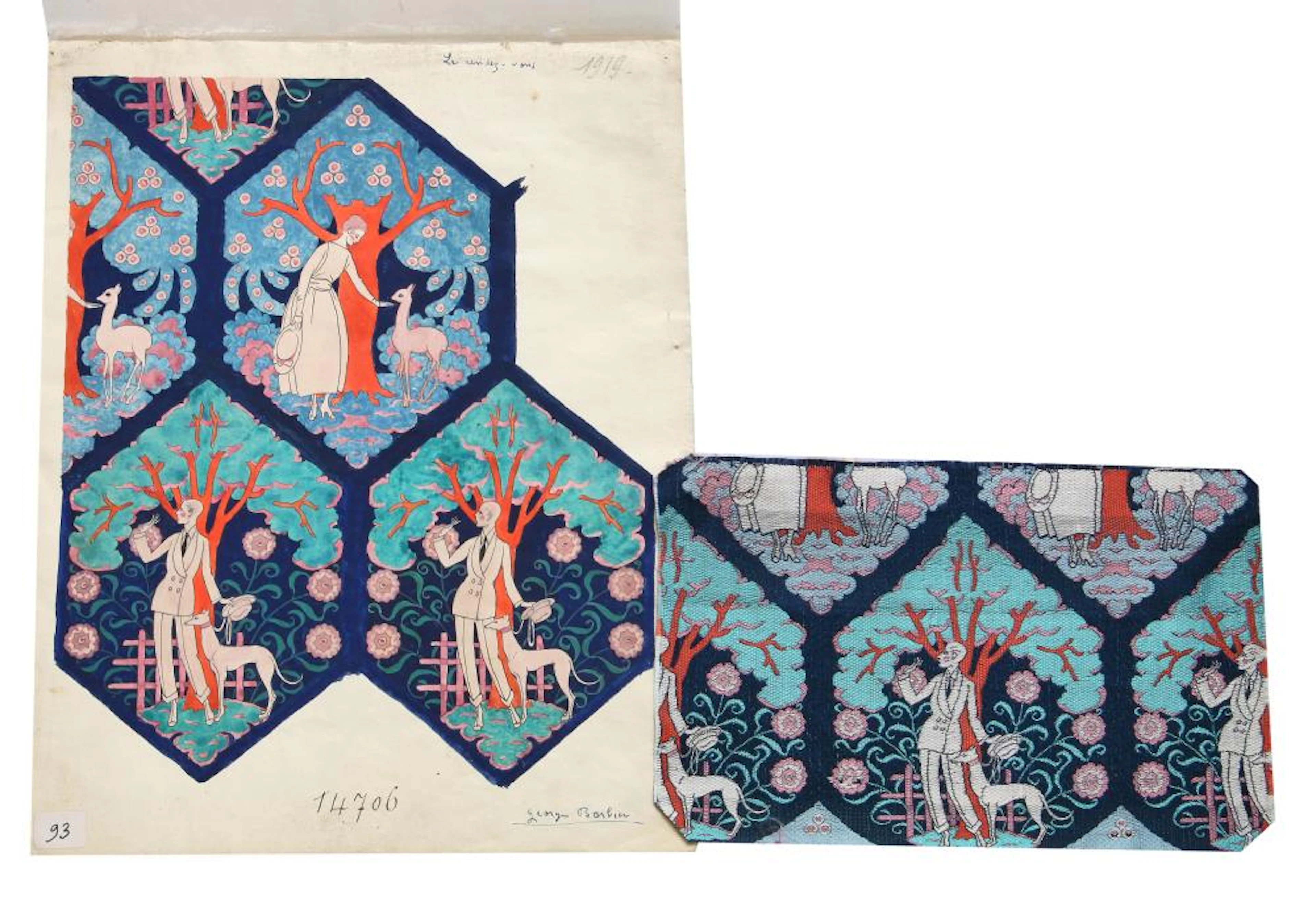George Barbier original design for 'Le Rendez-vous', 1919,