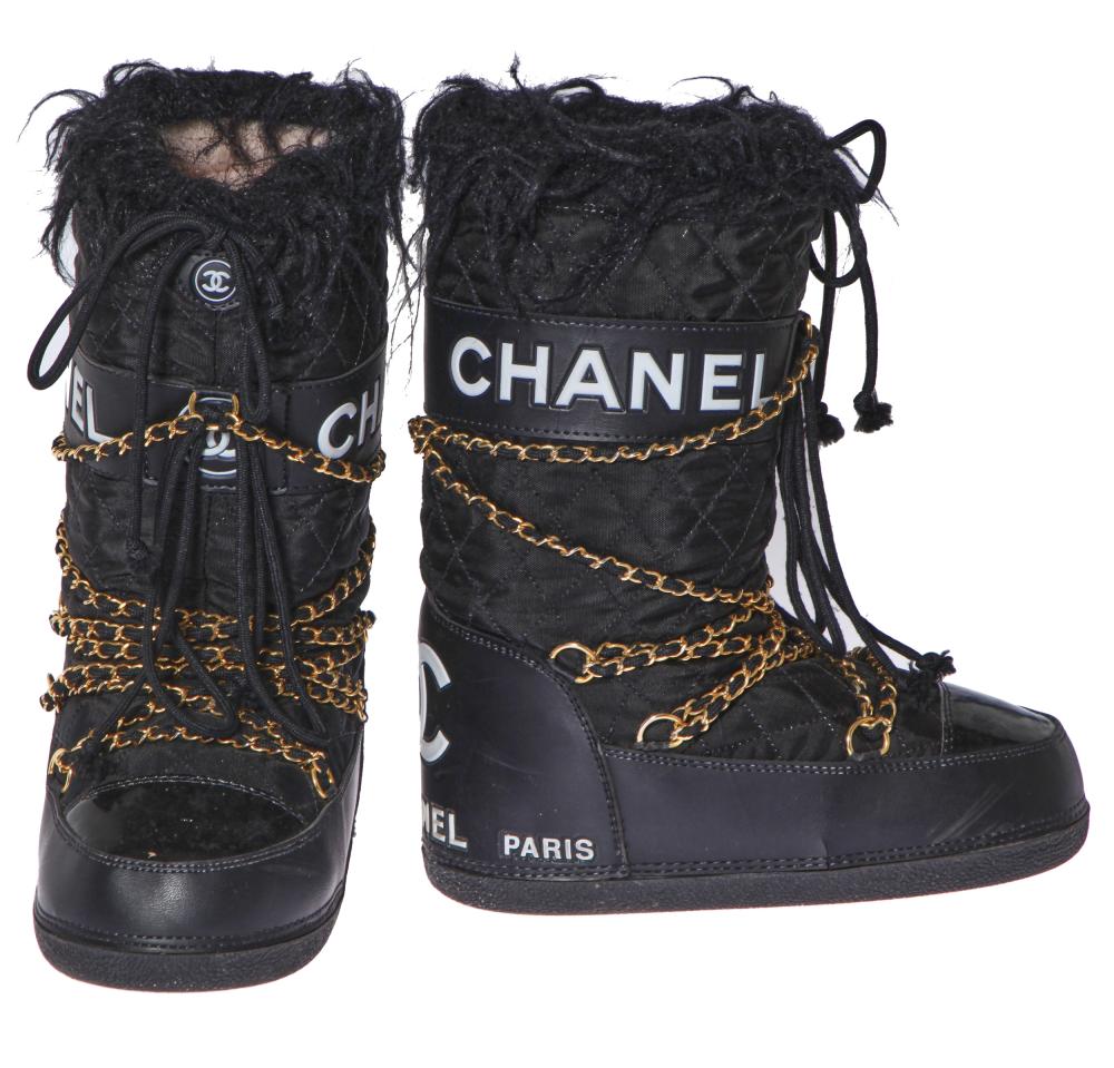 A pair of Chanel chain-festooned moon boots, Autumn-Winter 1993-94