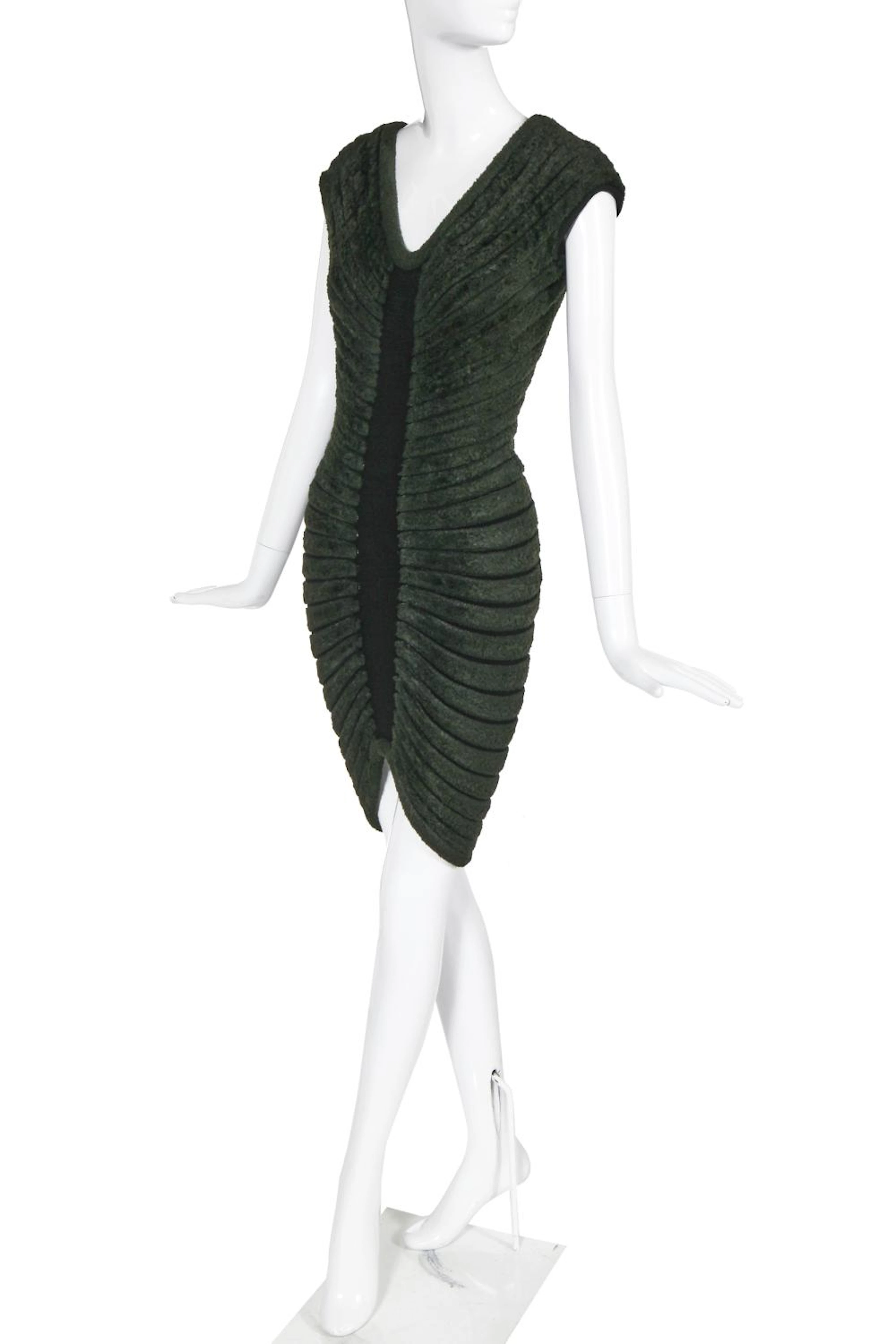 An Azzedine Alaia green chenille dress, Spring-Summer 1994