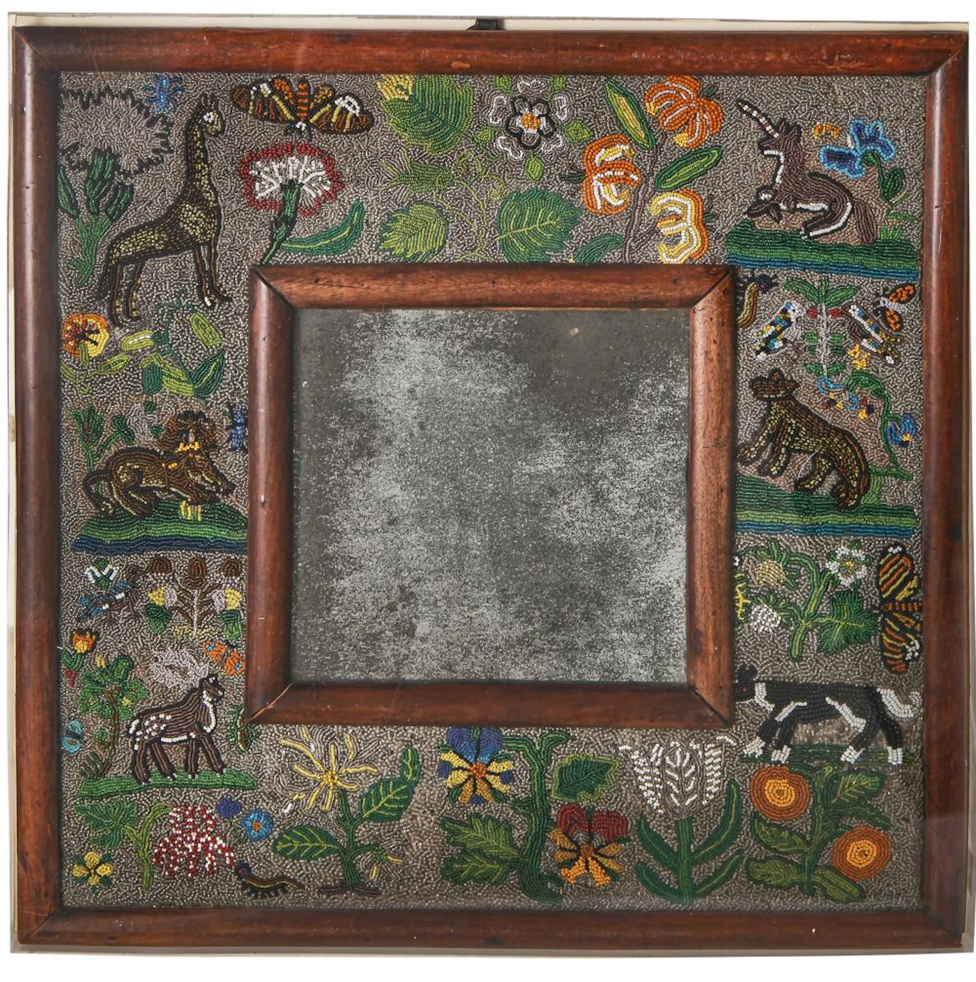 A fine Charles II beadwork mirror, English, circa 1660,