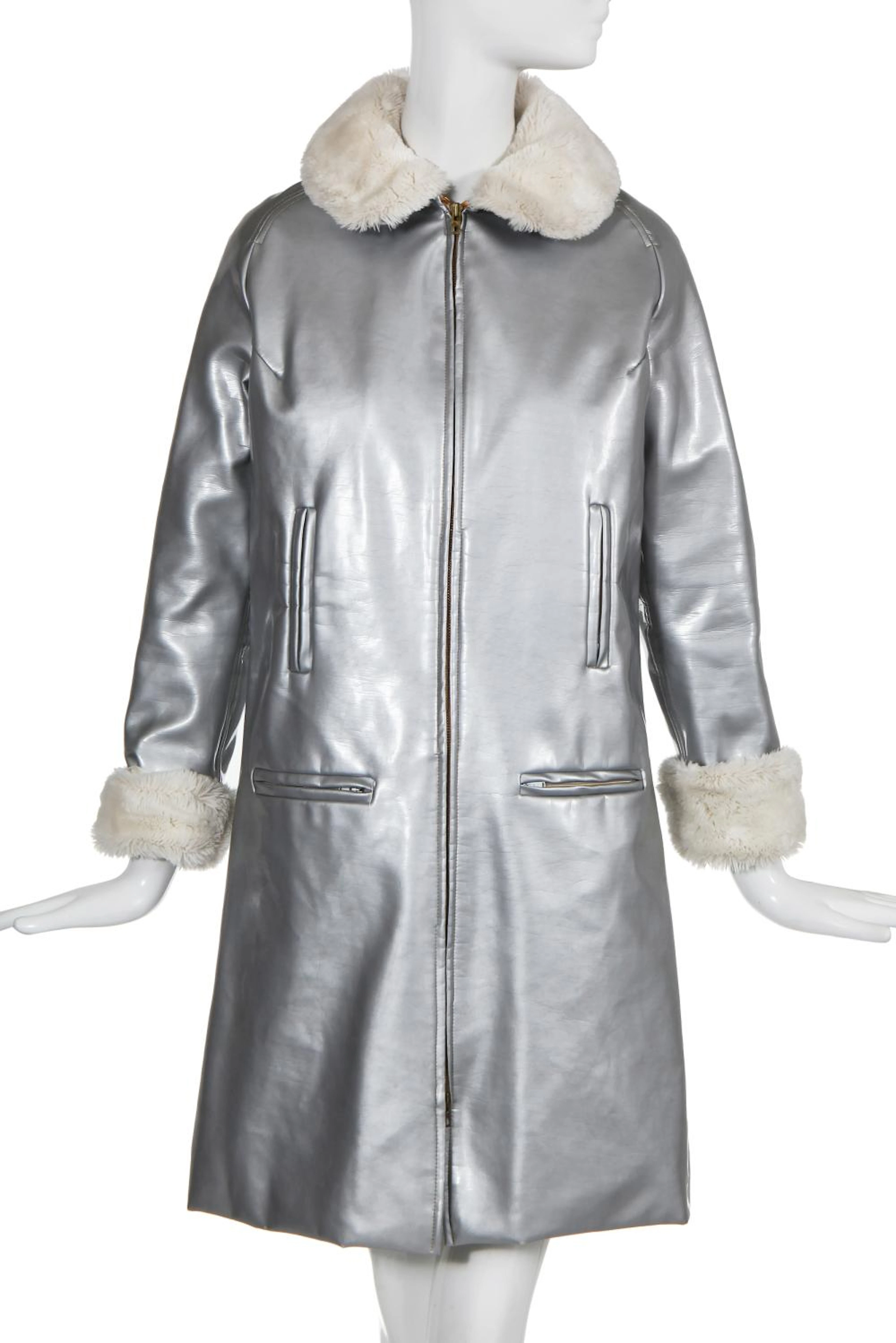 A Christian Dior Sport silver vinyl coat, mid-1960s