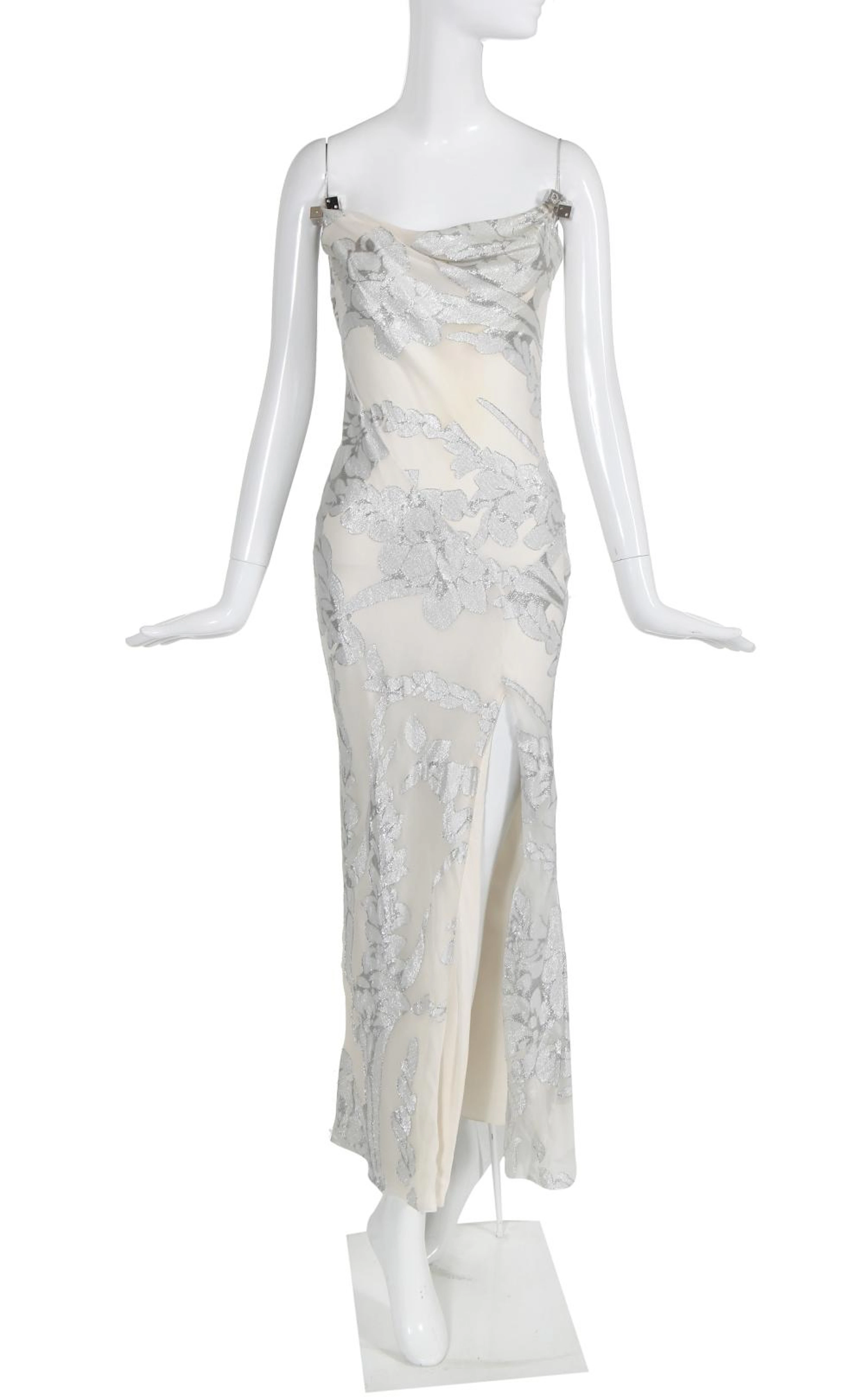 A Christian Dior by John Galliano ivory chiffon 'gambler' dress