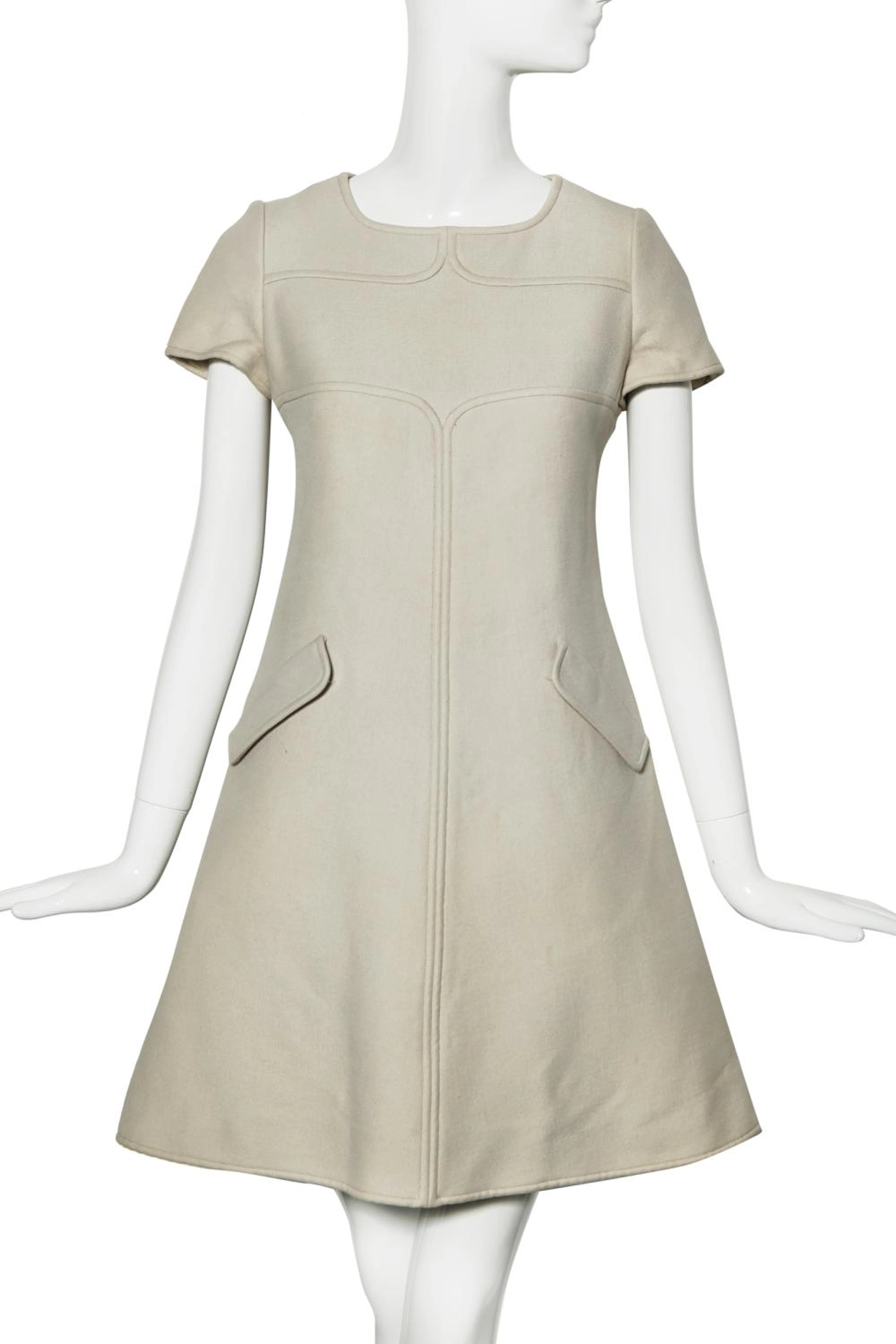 An André Courrèges dove-grey wool dress, circa 1967