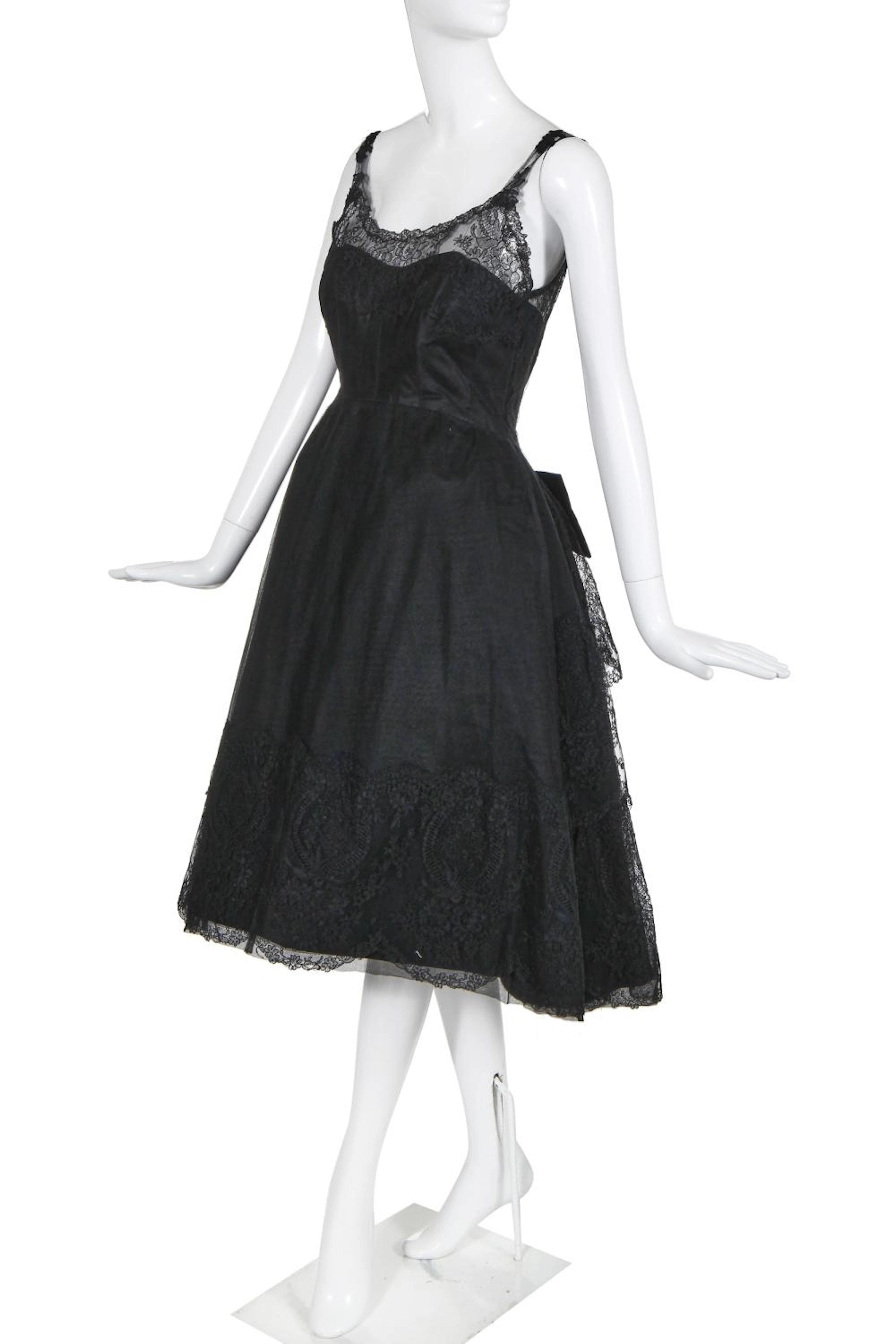 A Norman Hartnell couture black lace dance dress, circa 1956,
