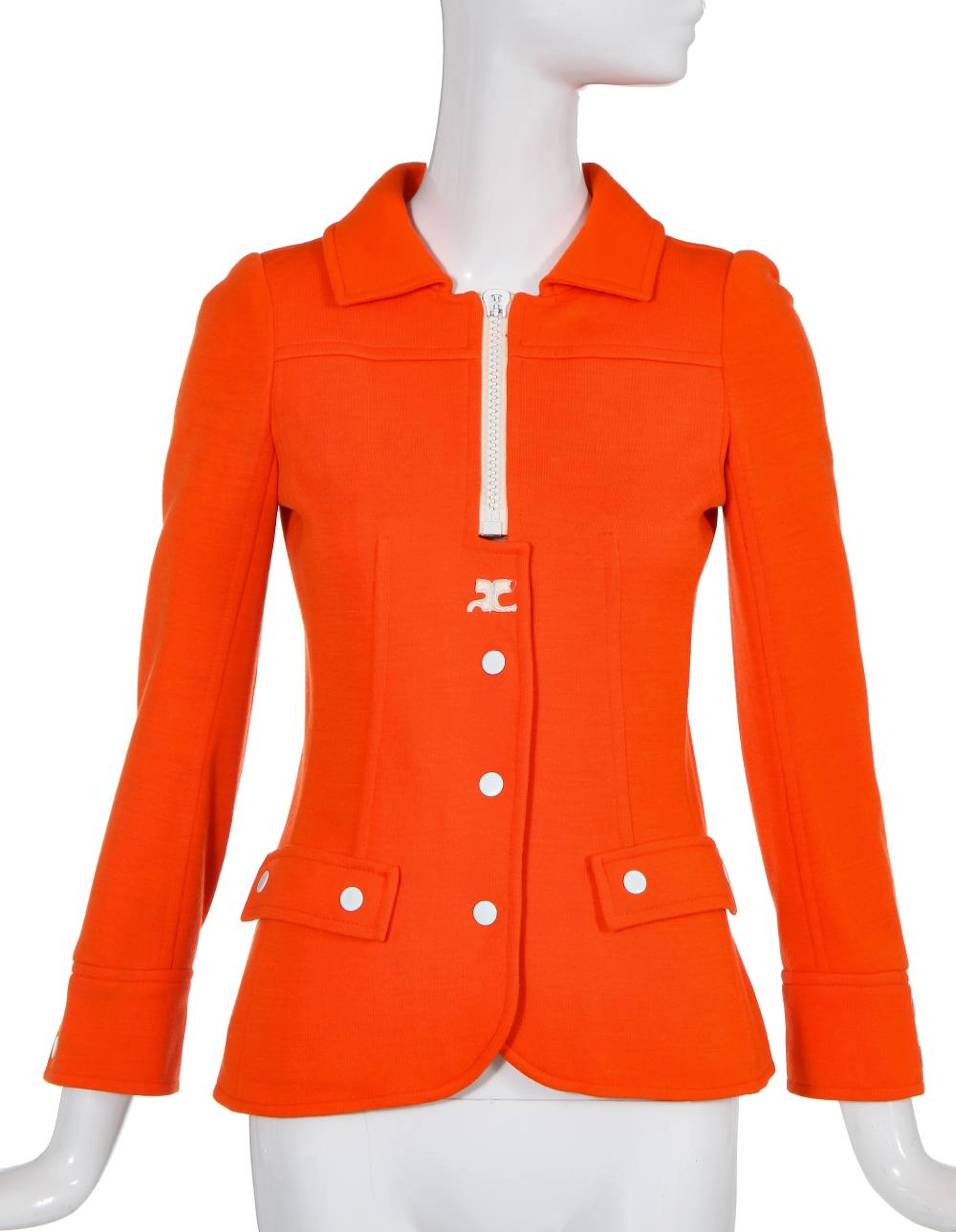 A Courrèges orange jersey jacket, 1970s