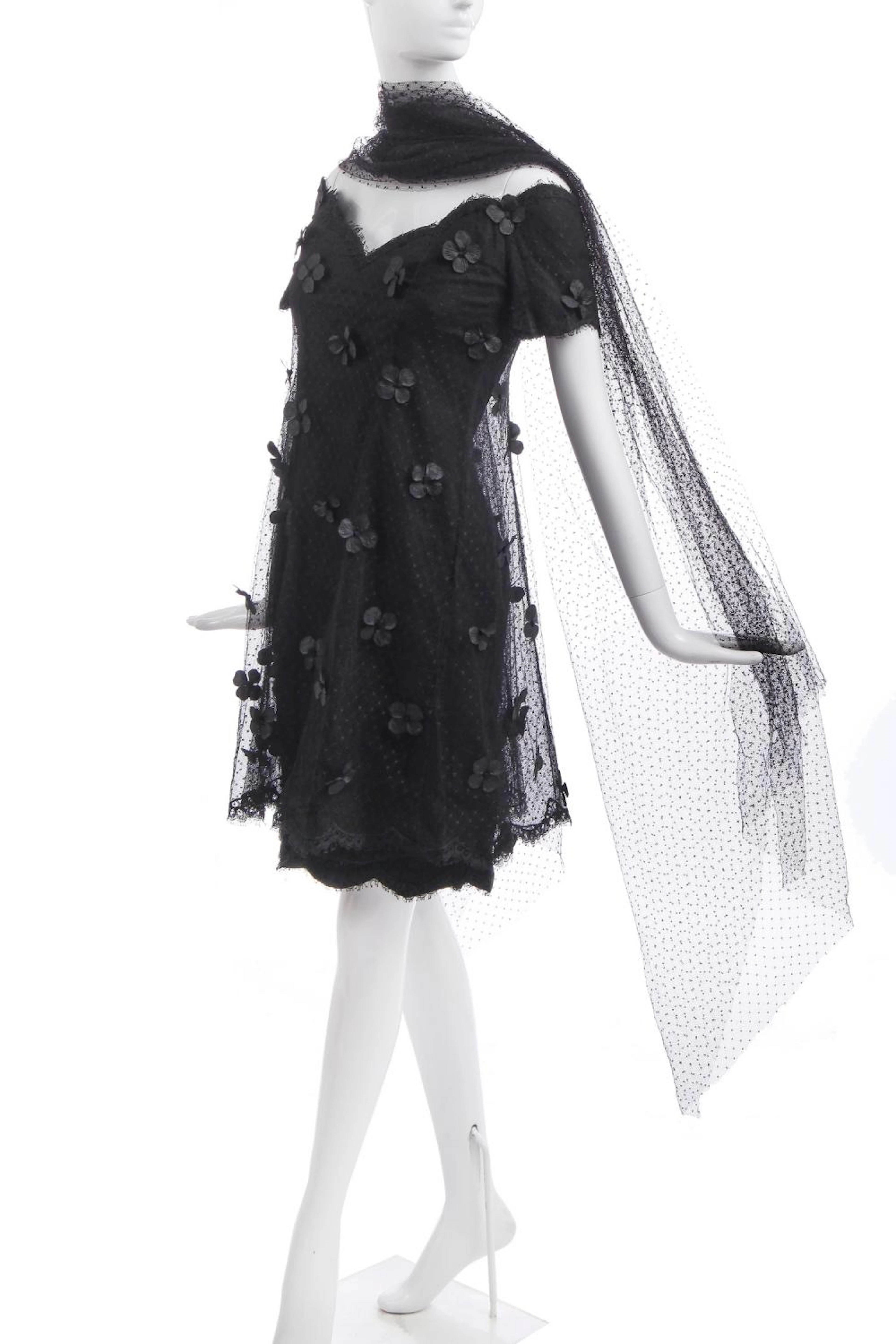 A Victor Edelstein Point d'esprit cocktail dress, 1990s