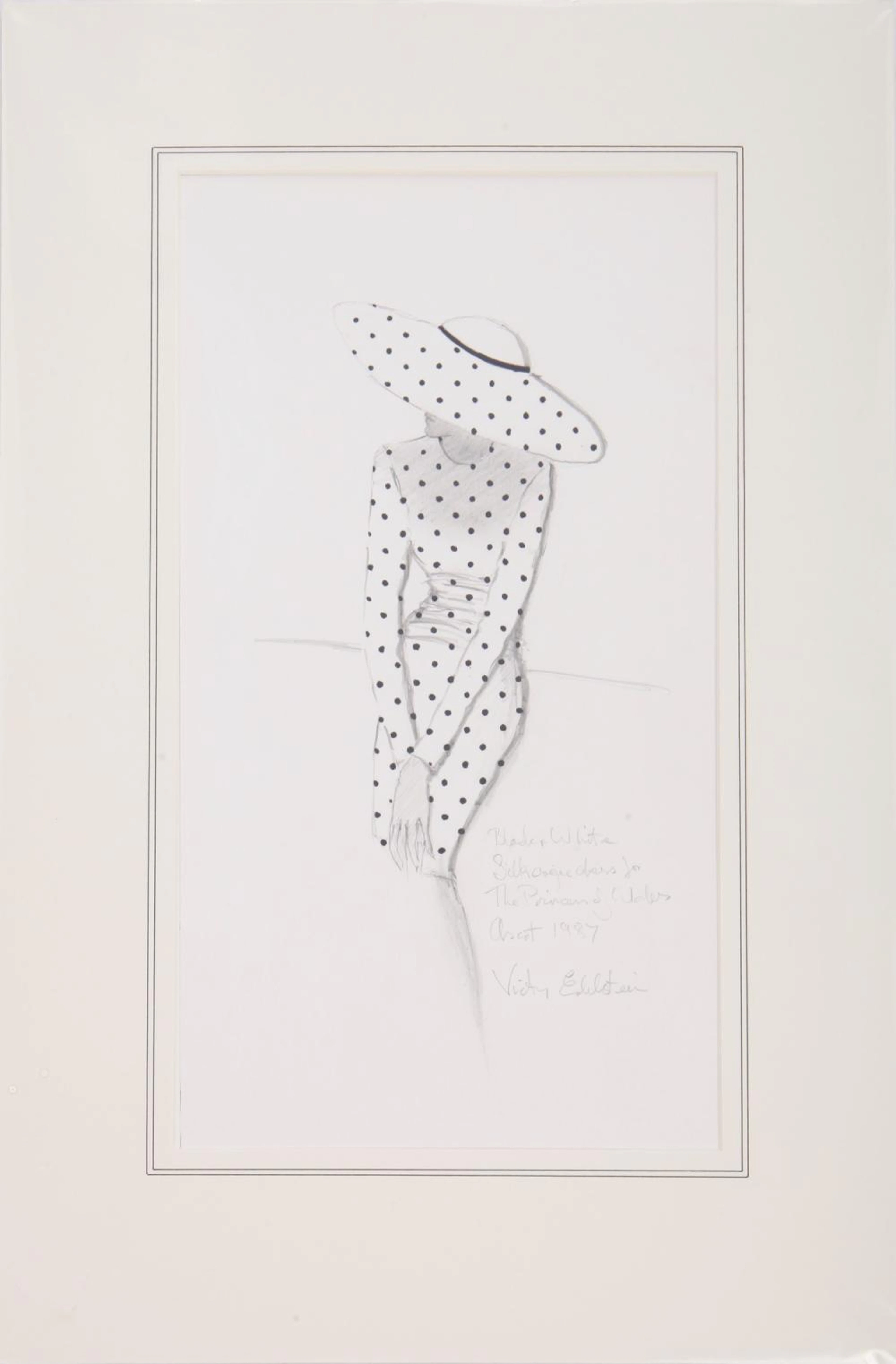 Victor Edelstein sketch of Princess Diana's polka-dot ensemble,