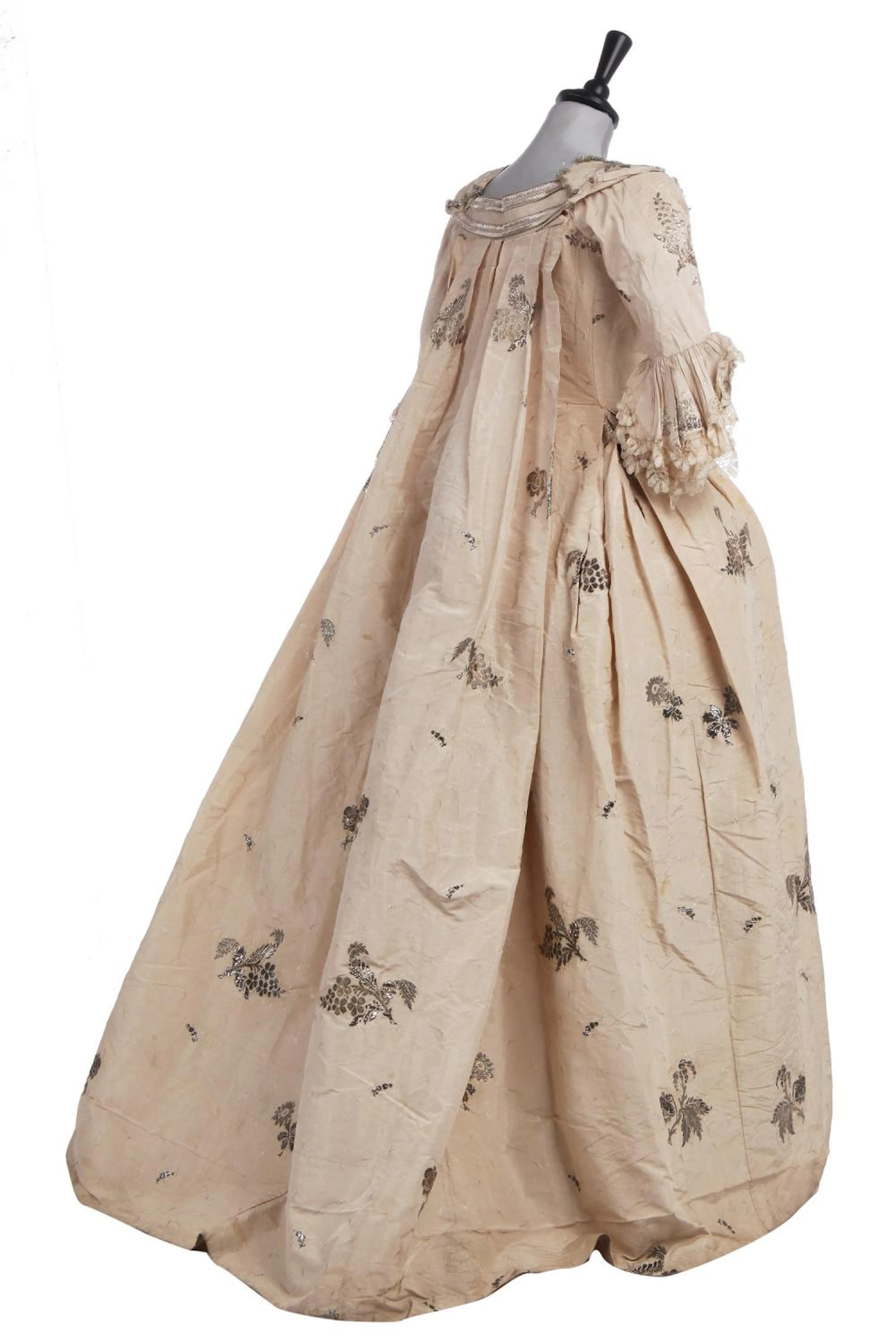 A brocaded silk robe à la Française
