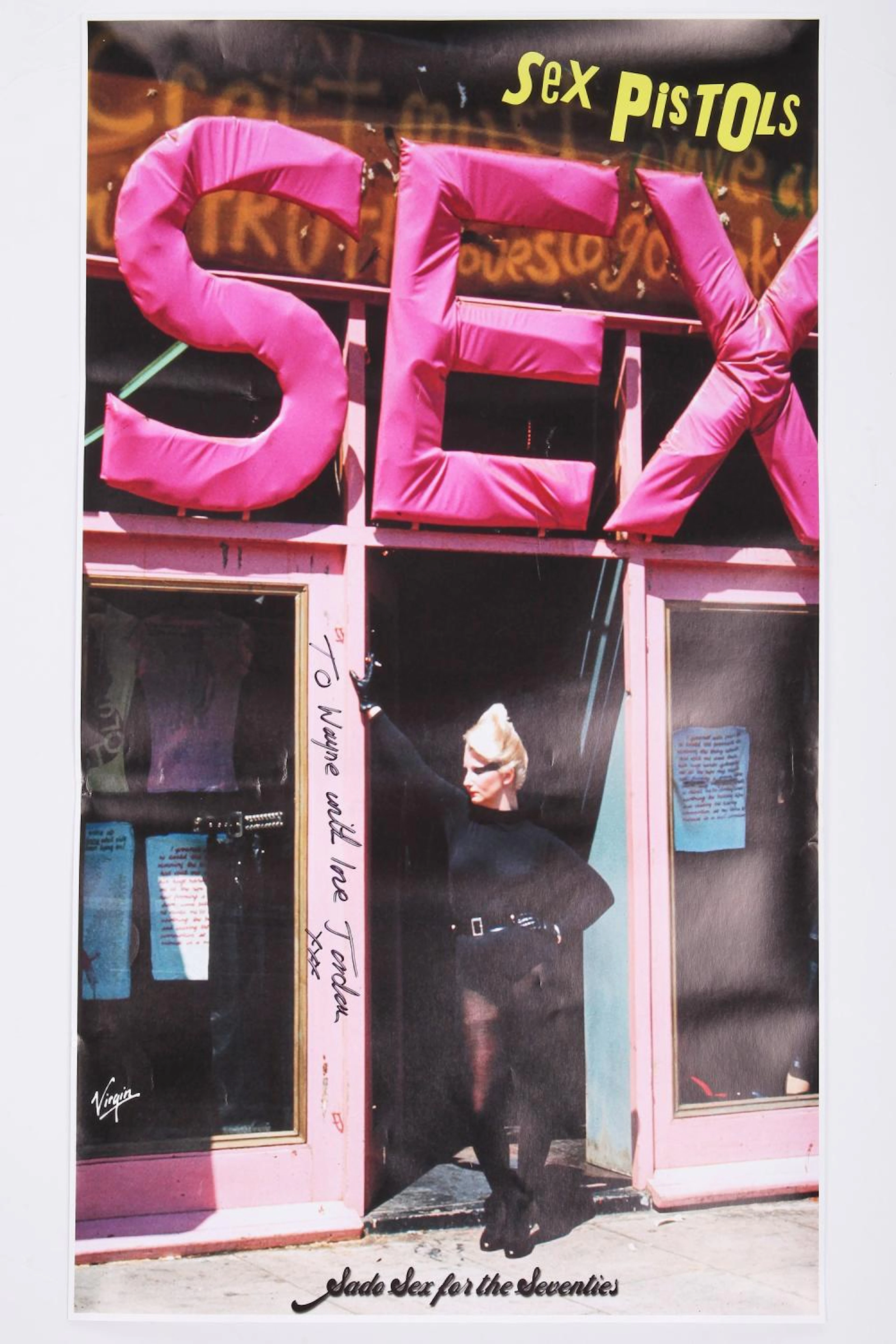 A 'Sex Pistols' poster signed by Jordan, date unknow