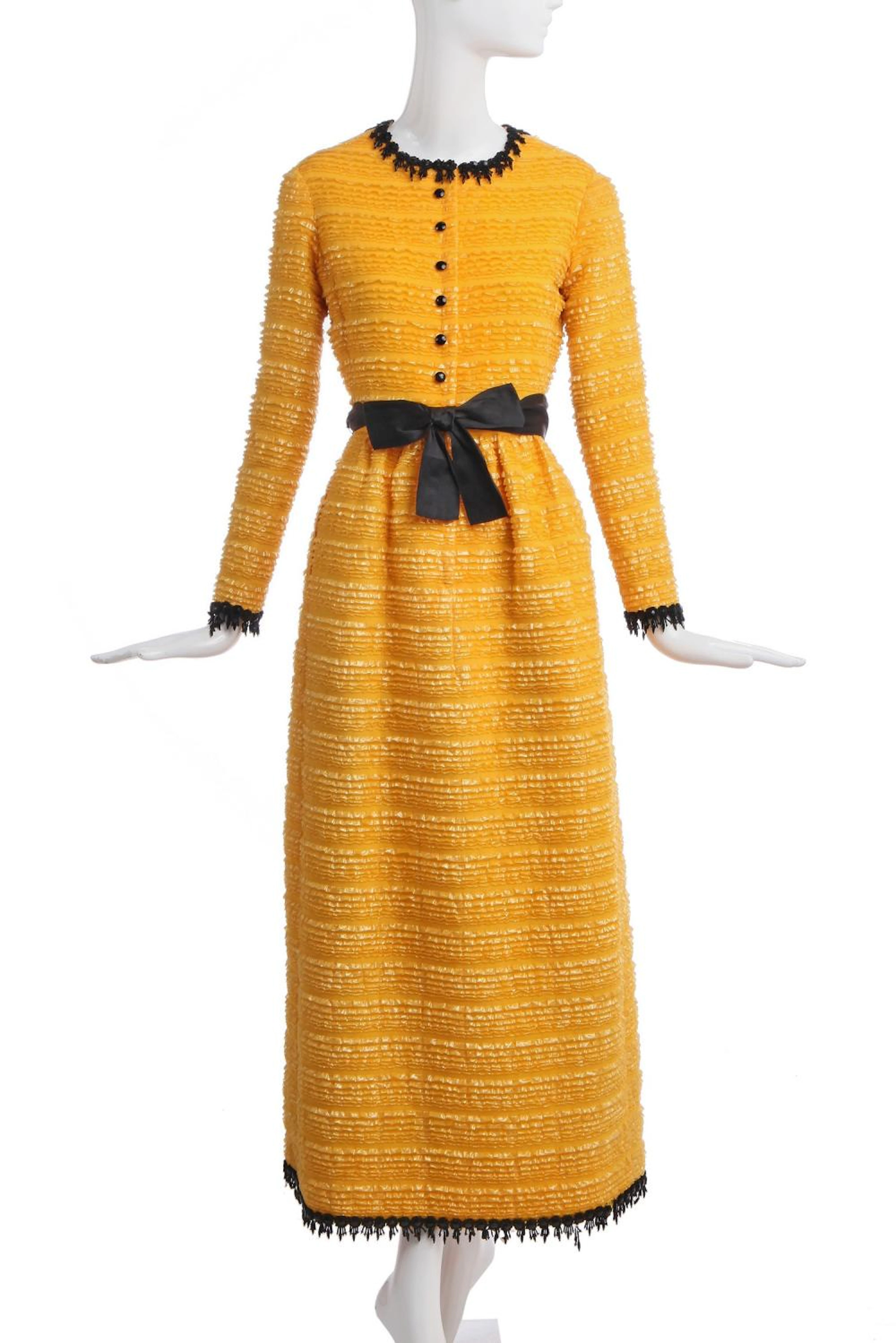 A Christian Dior by Marc Bohan yellow hostess gown, late 1960s,