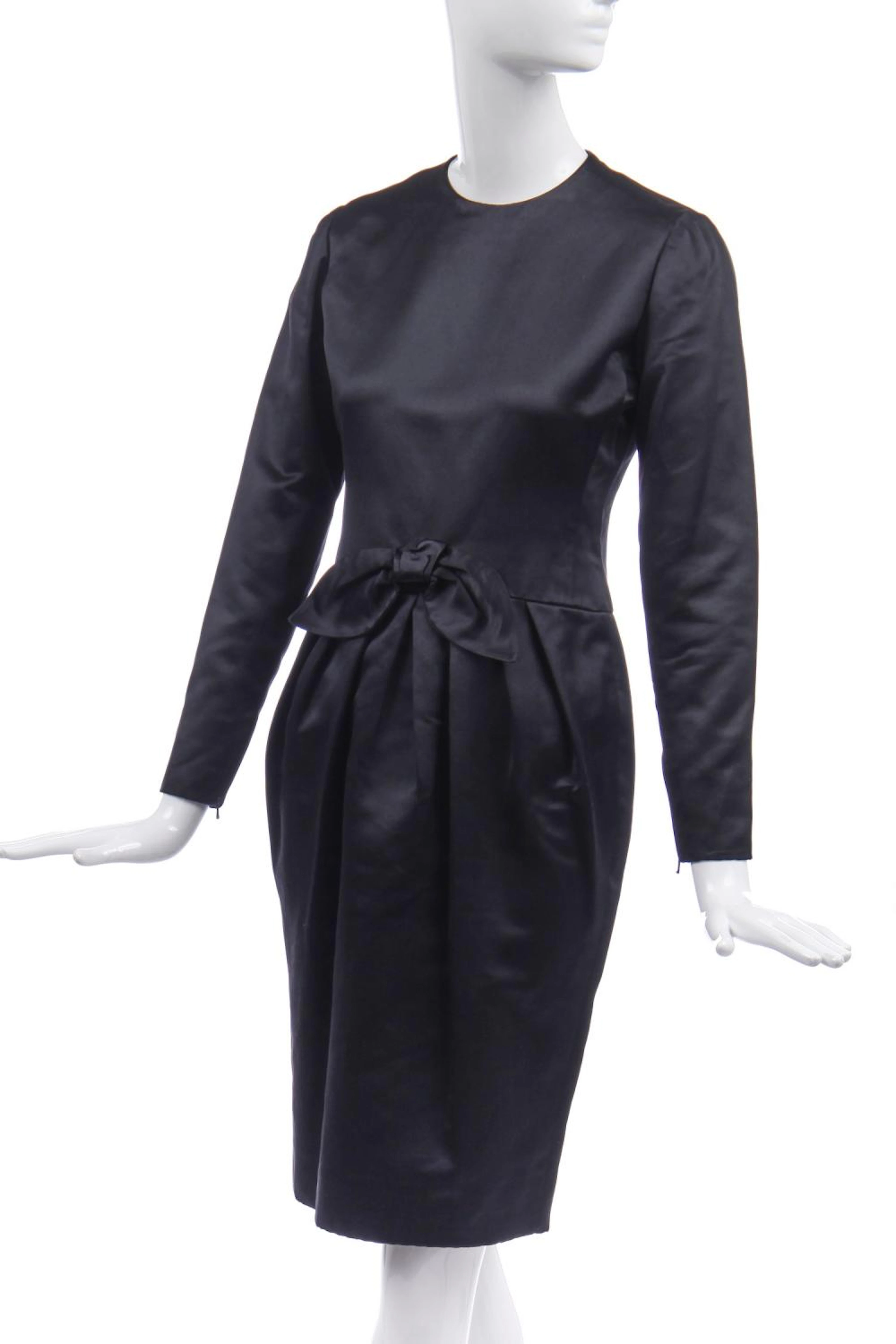 A Christian Dior couture by Marc Bohan black satin cocktail dress