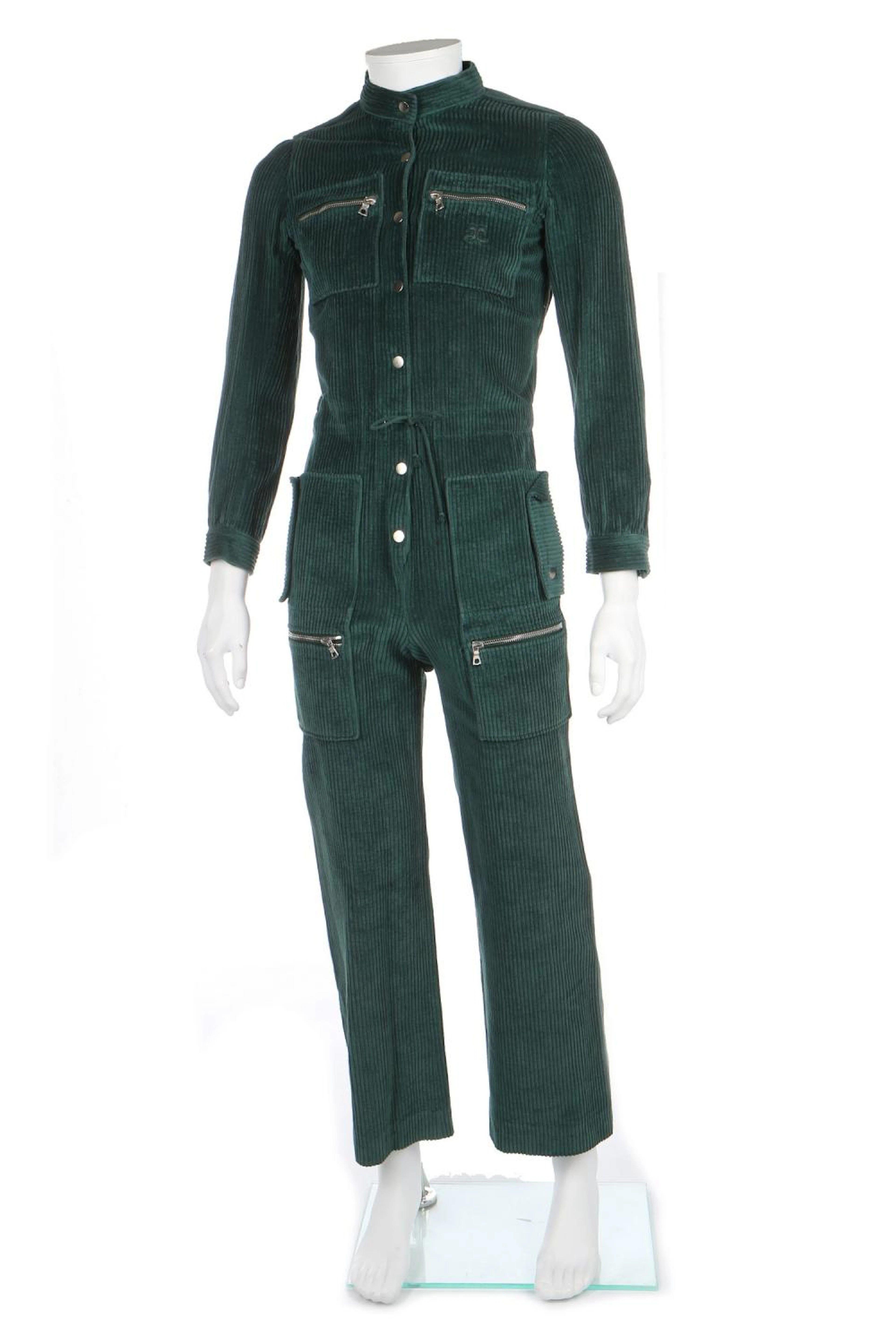 An André Courrèges man's green jumbo-needlecord jumpsuit, circa 1970, Hyper