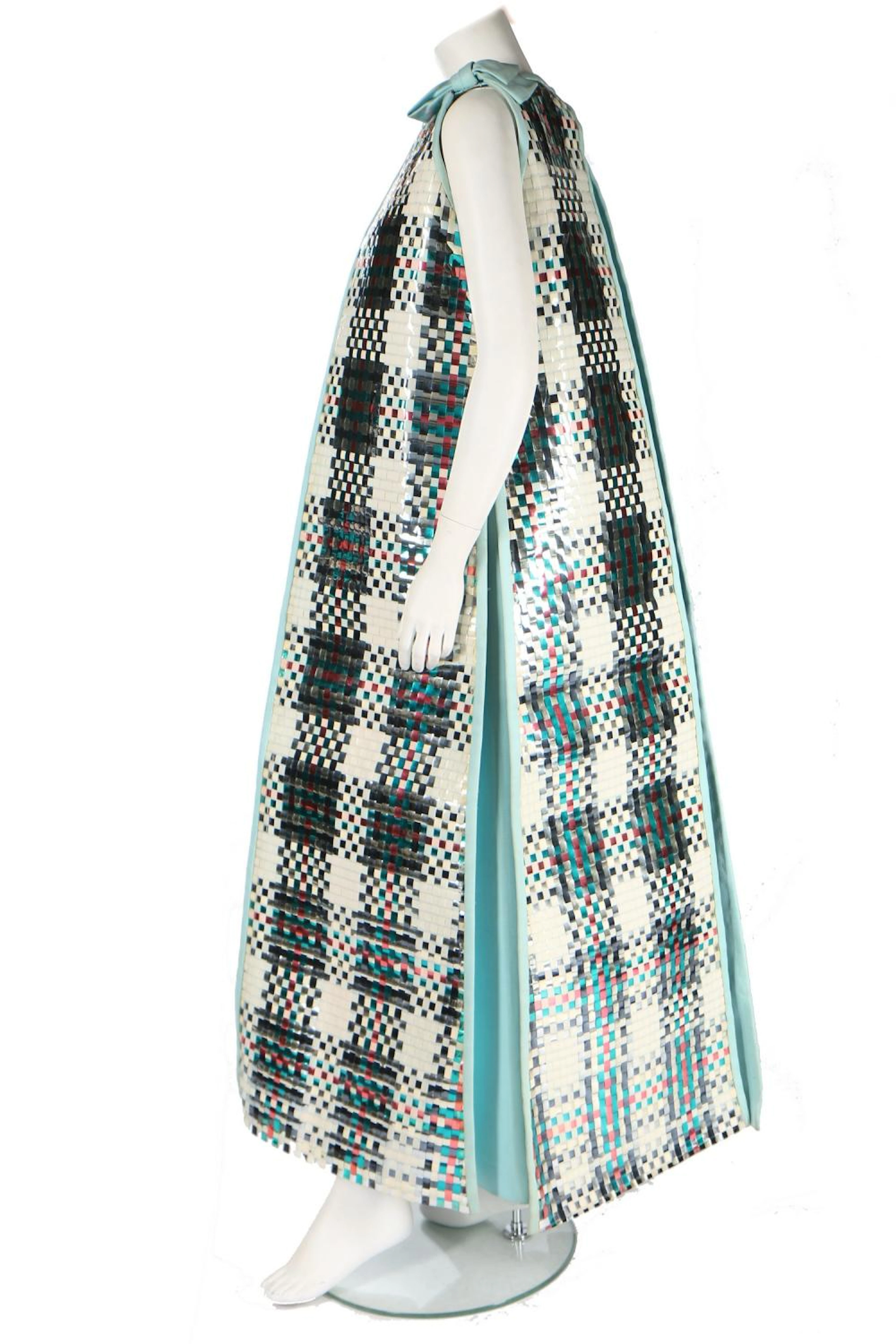 An unusual André Courrèges woven plastic tartan tunic, circa 1968, unlabell