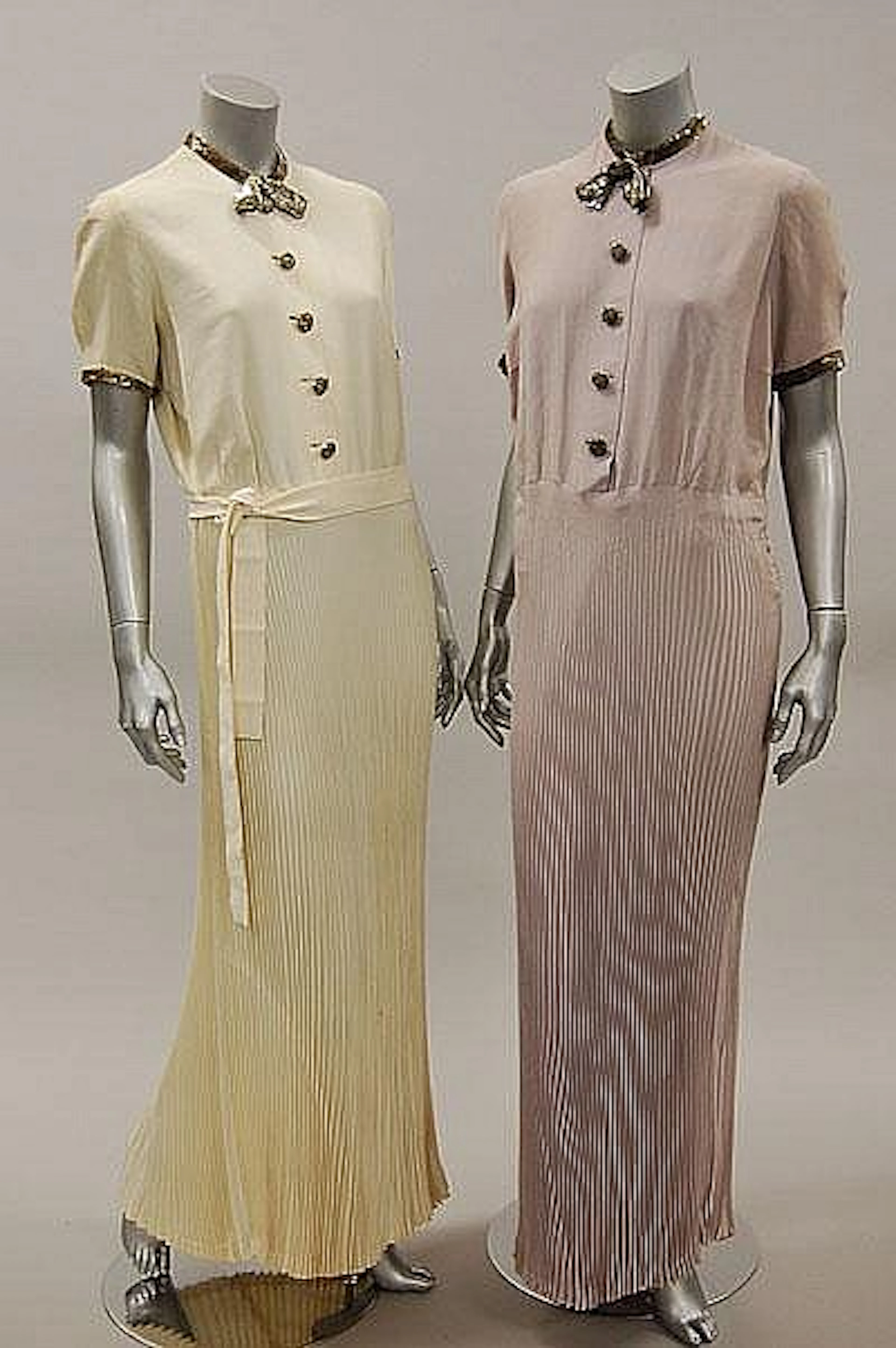 Two wool crepe evening gowns attributed to
