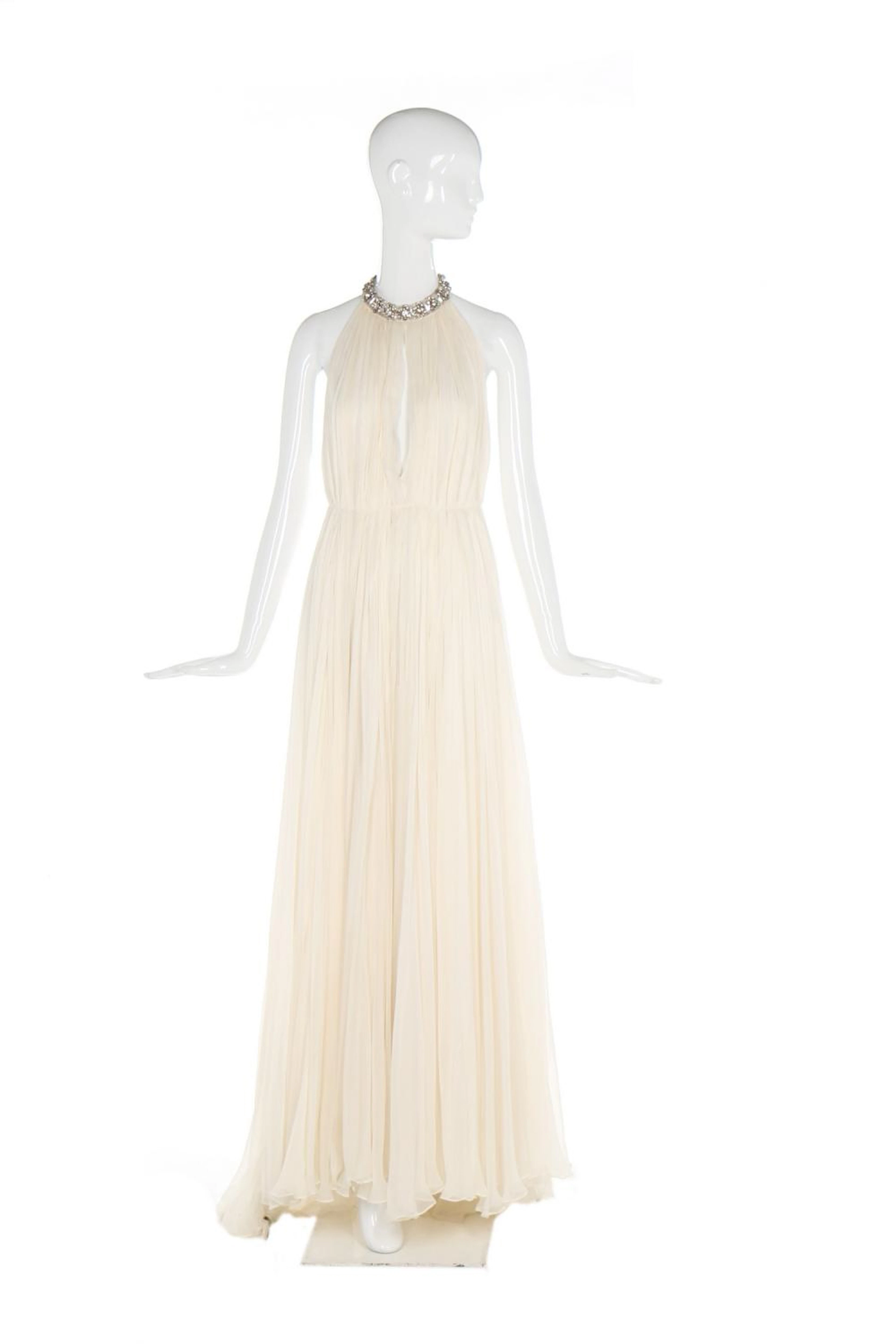 Alexander McQueen pleated ivory chiffon halter-neck gown, pre-Fall 2011,