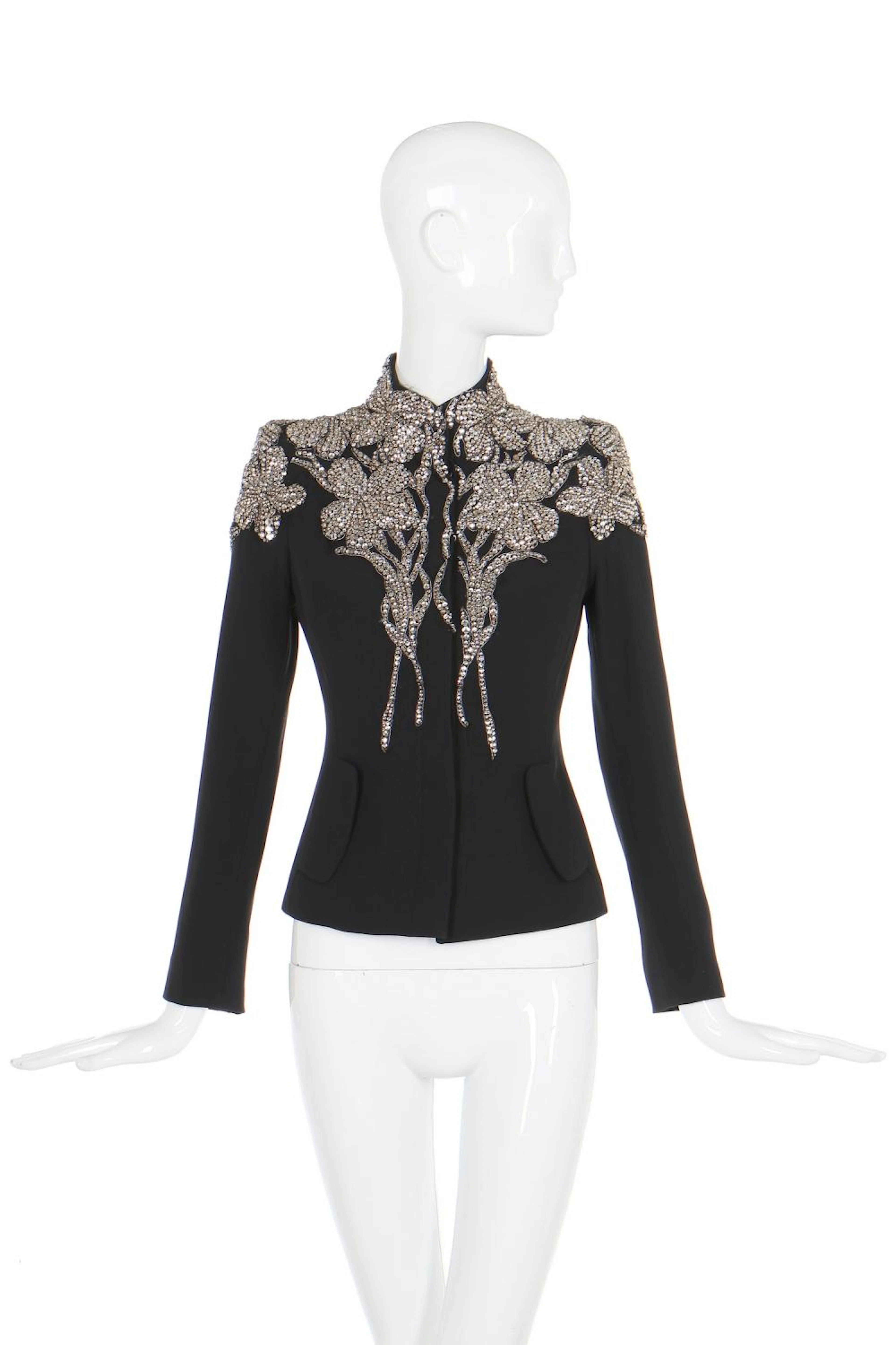 Alexander McQueen by Sarah Burton embellished black crêpe evening jacket