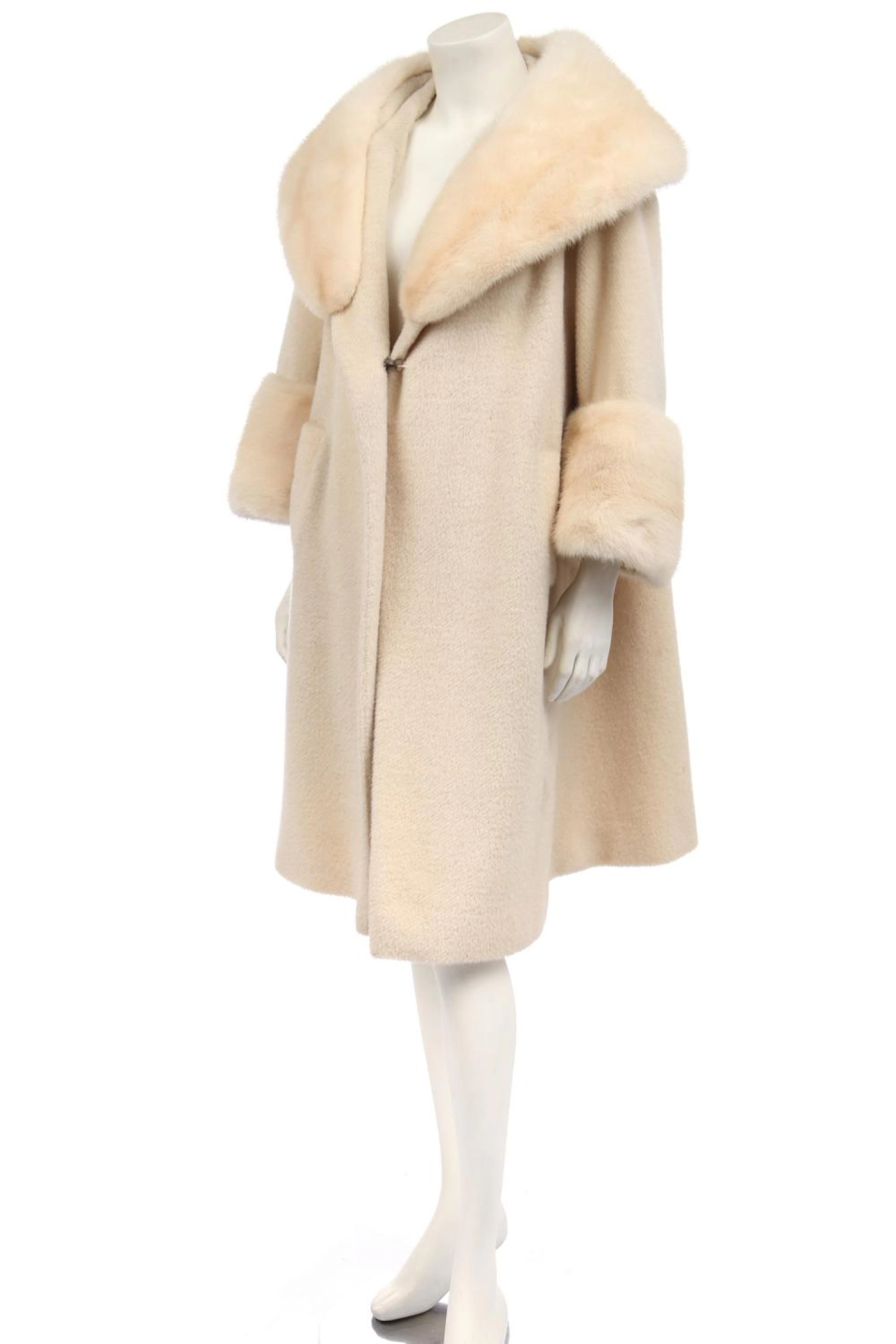 A Lilli Ann off-white plush swing coat, 1950s