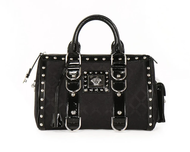 A Versace 'Snap Out Of It' black patent leather handbag, probably 2007, sta