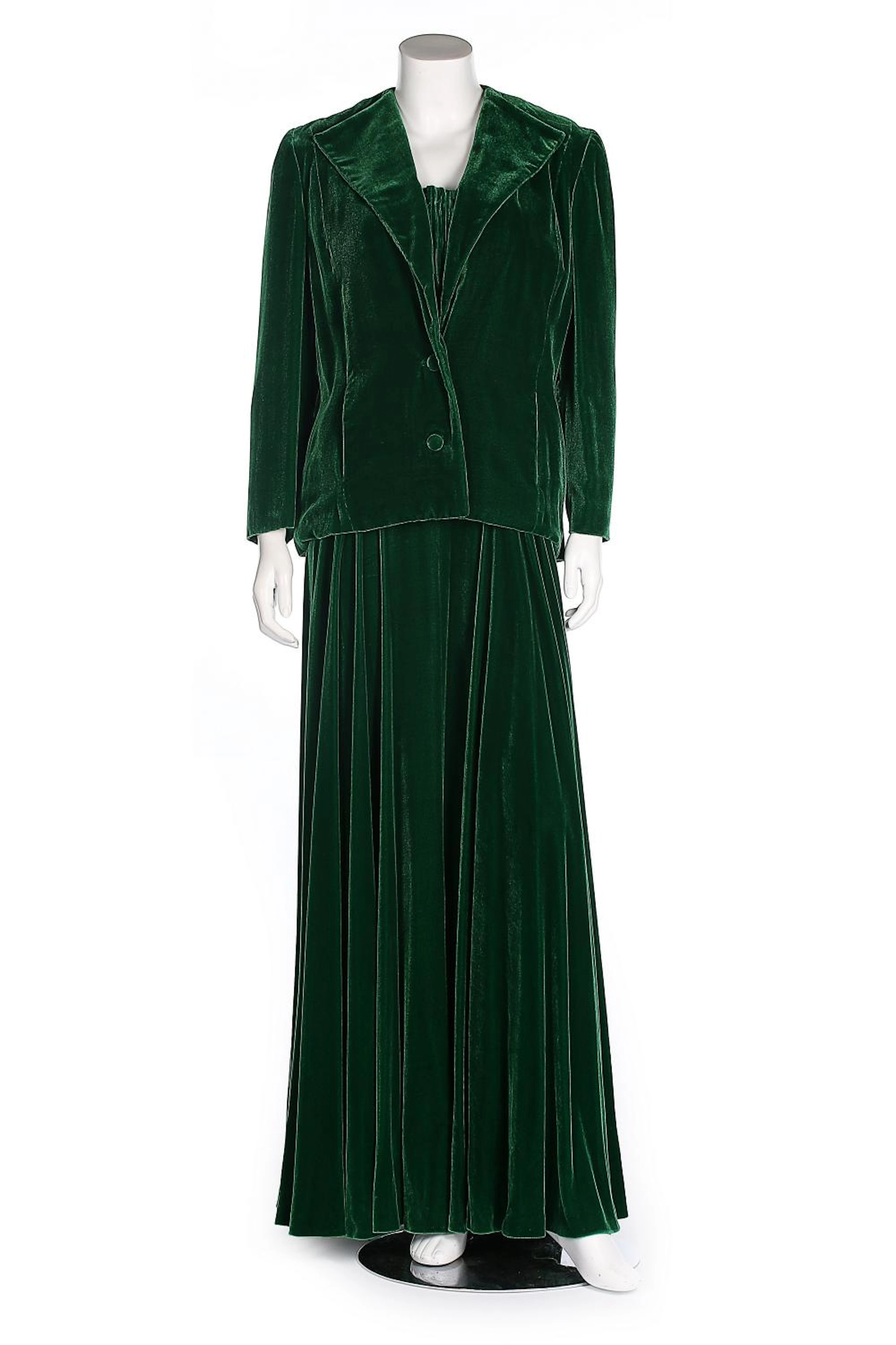 Evening wear, mainly 1990s, comprising: Murray Arbeid emerald velvet gown a