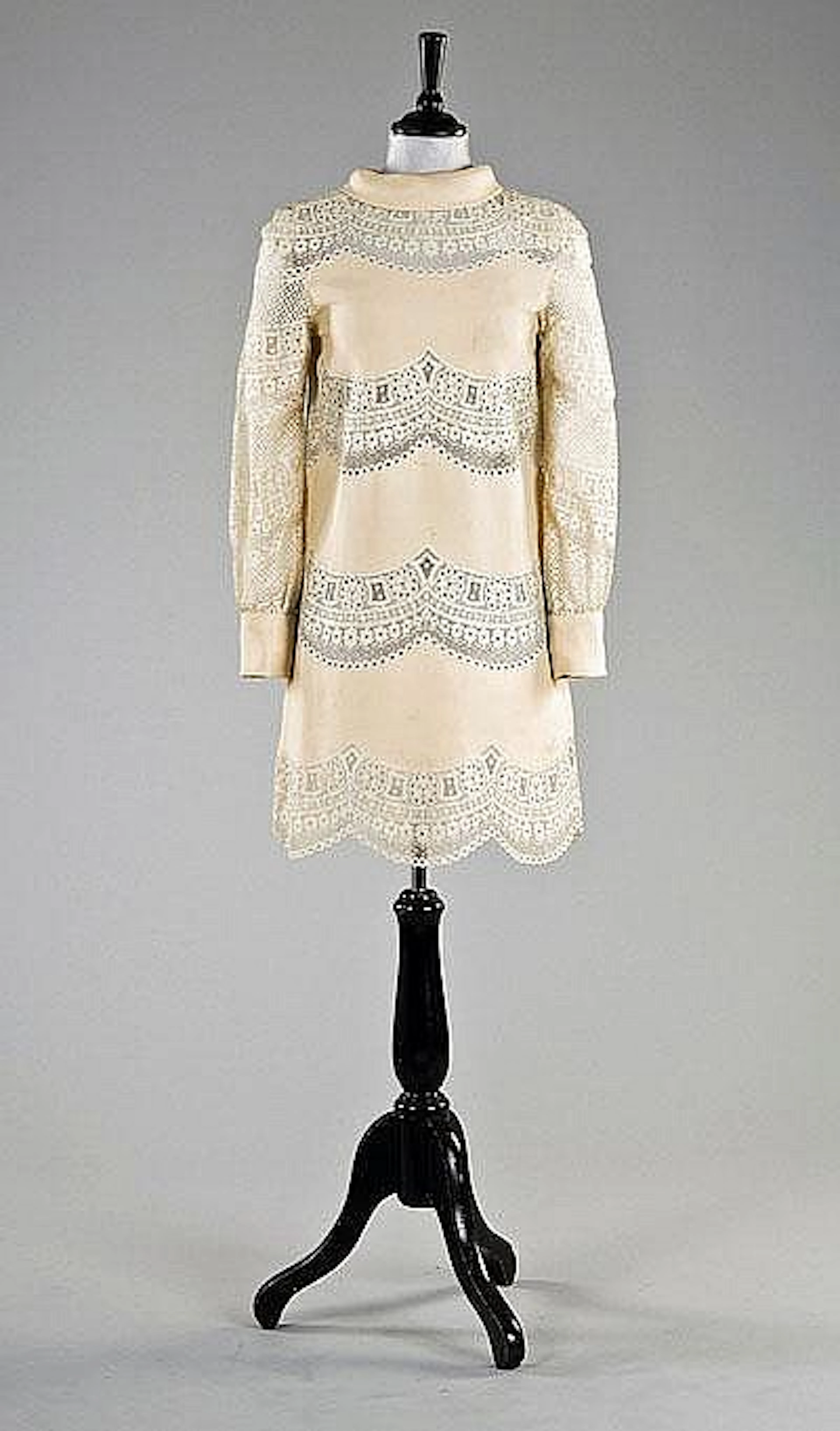 A Valentino haute couture cream lace and silk mini