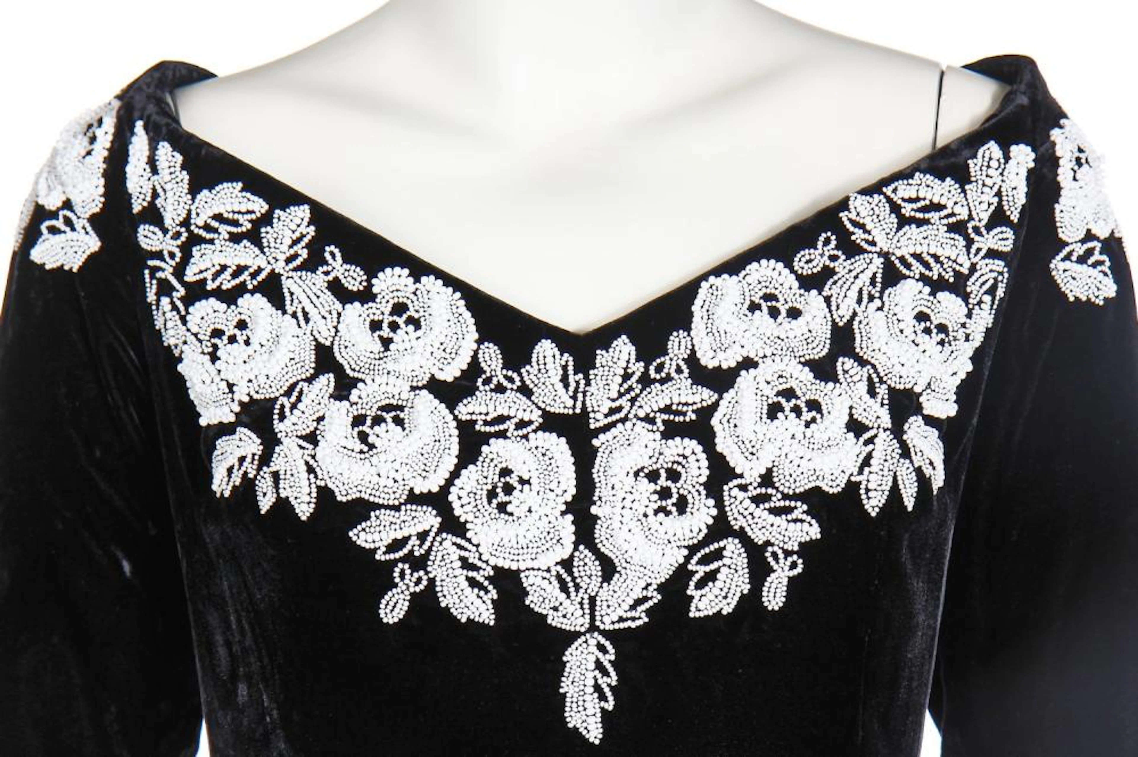 A Catherine Walker black silk-velvet evening gown, circa 1990,
