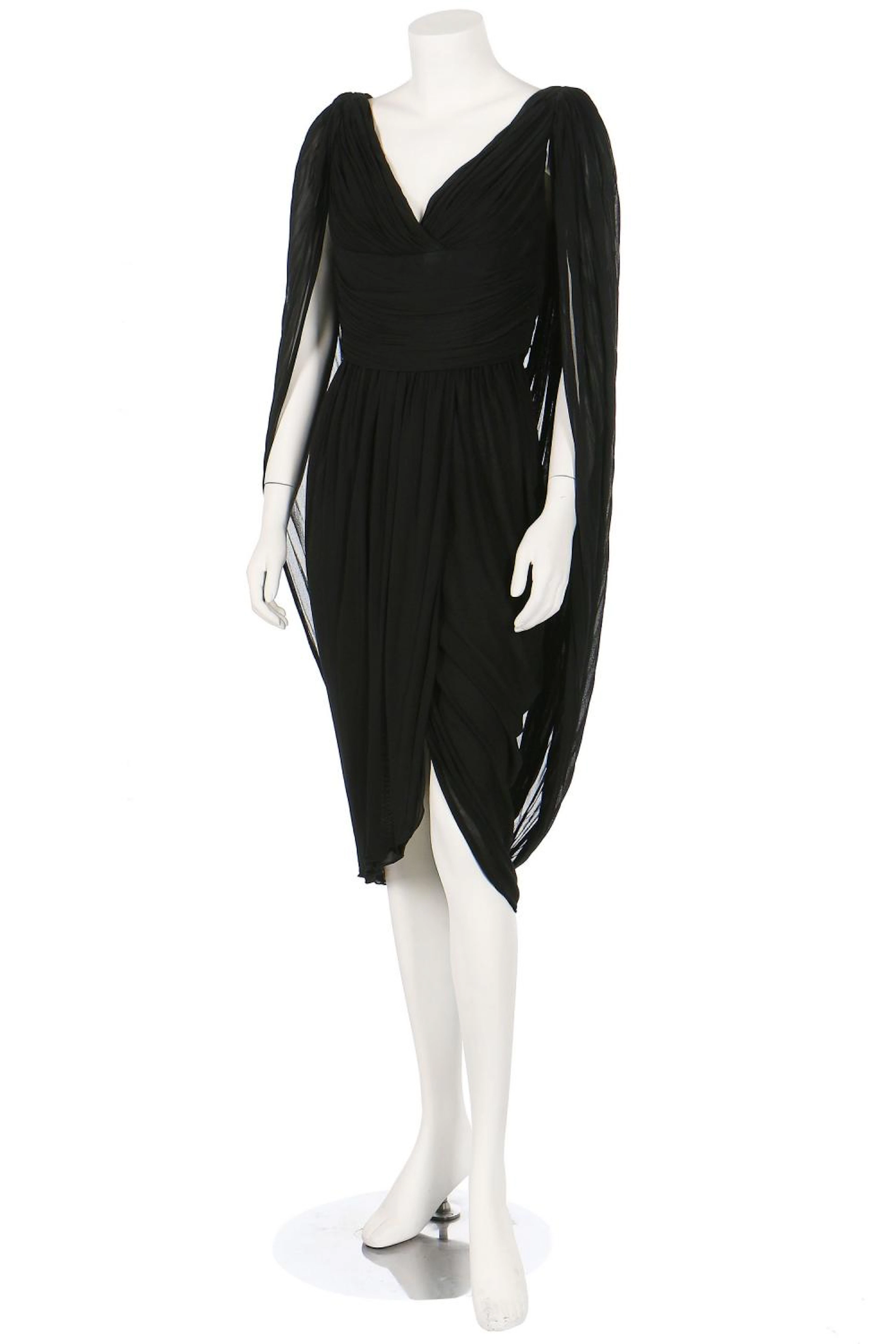 A Halston pleated black jersey cocktail dress, 1970s,