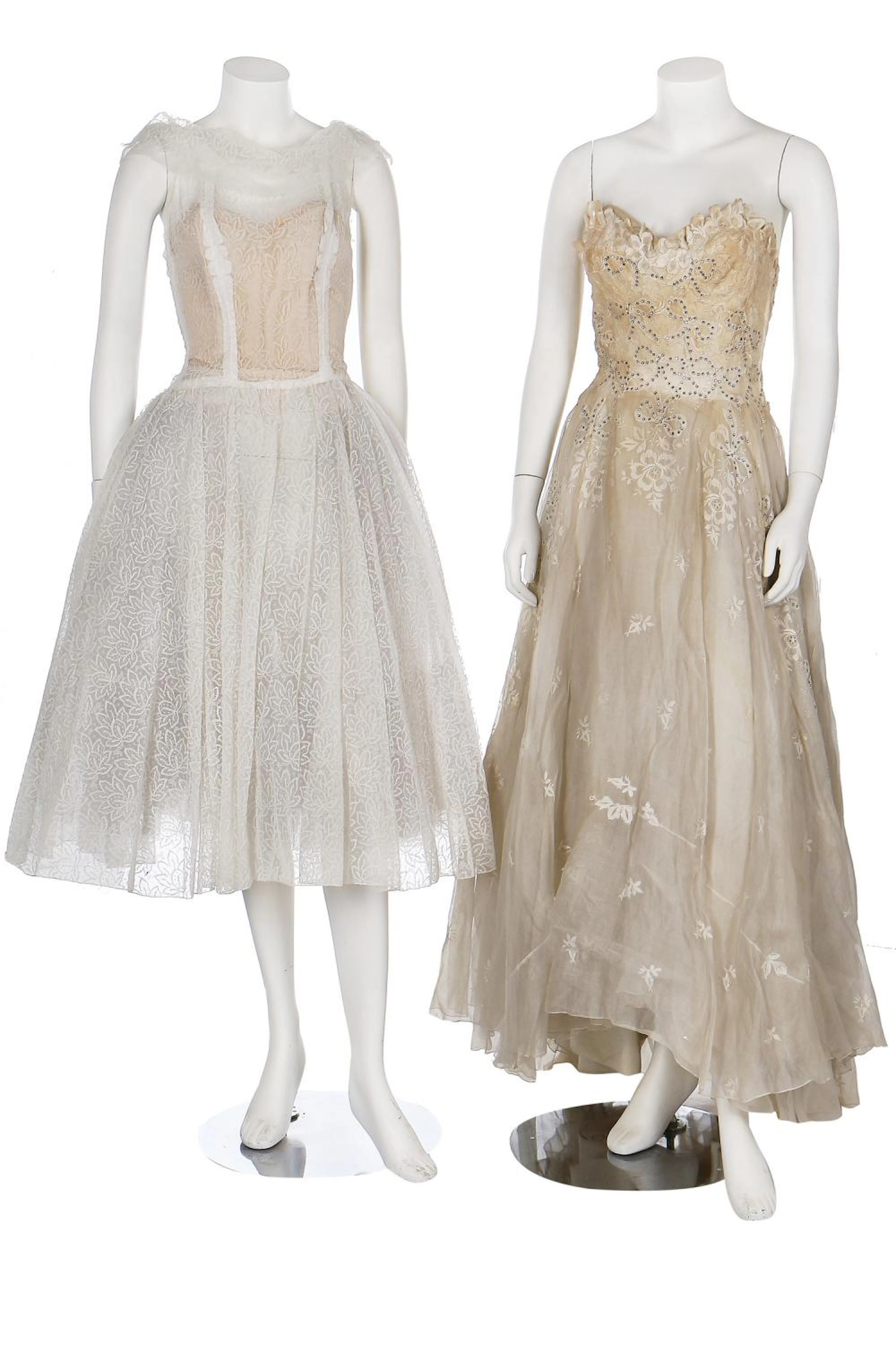 Ten bridal or ball gowns/dresses, 1950s-early 1960s,