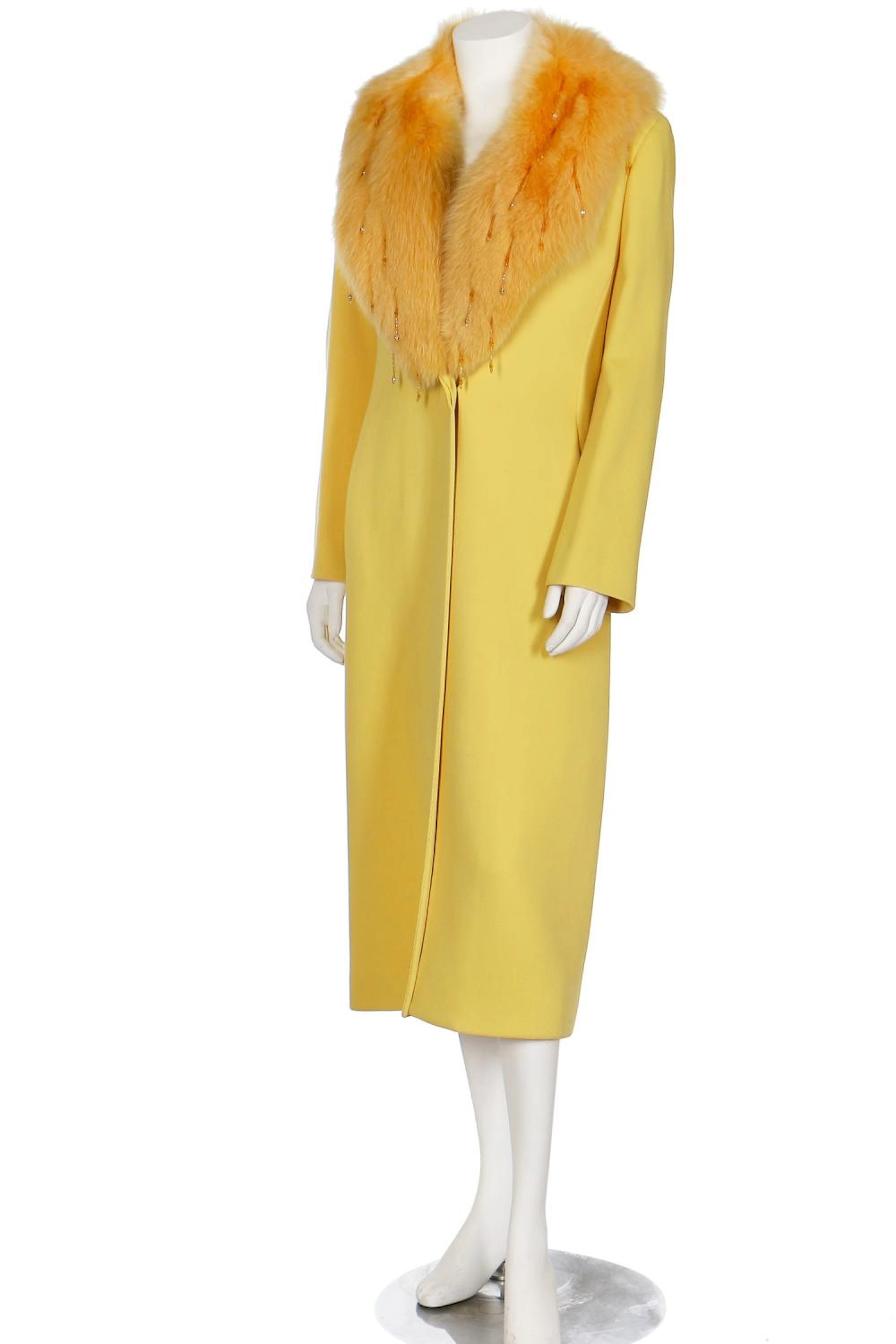 A Versace canary-yellow wool coat, circa 1999,