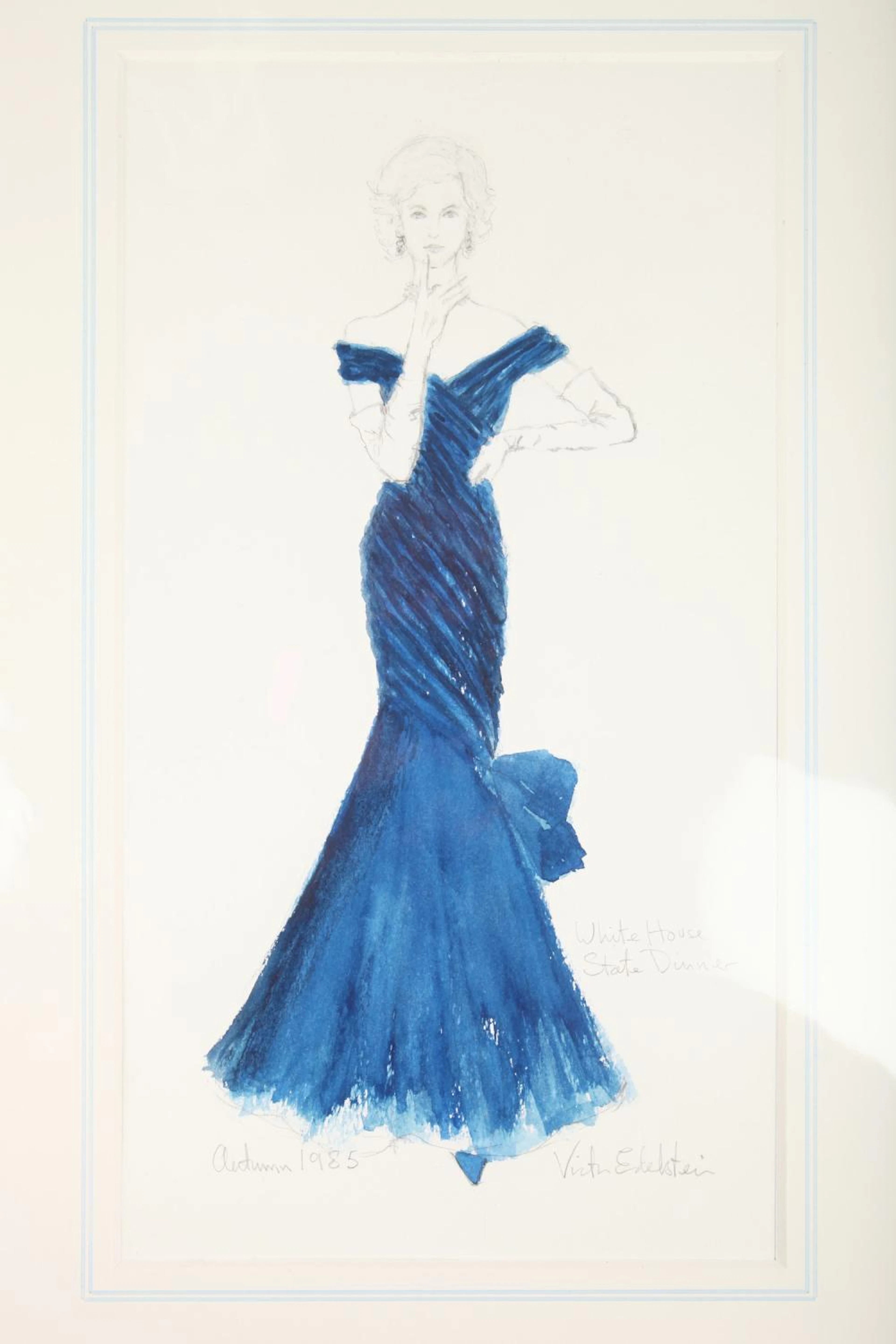 A Victor Edelstein fashion illustration of Princess...