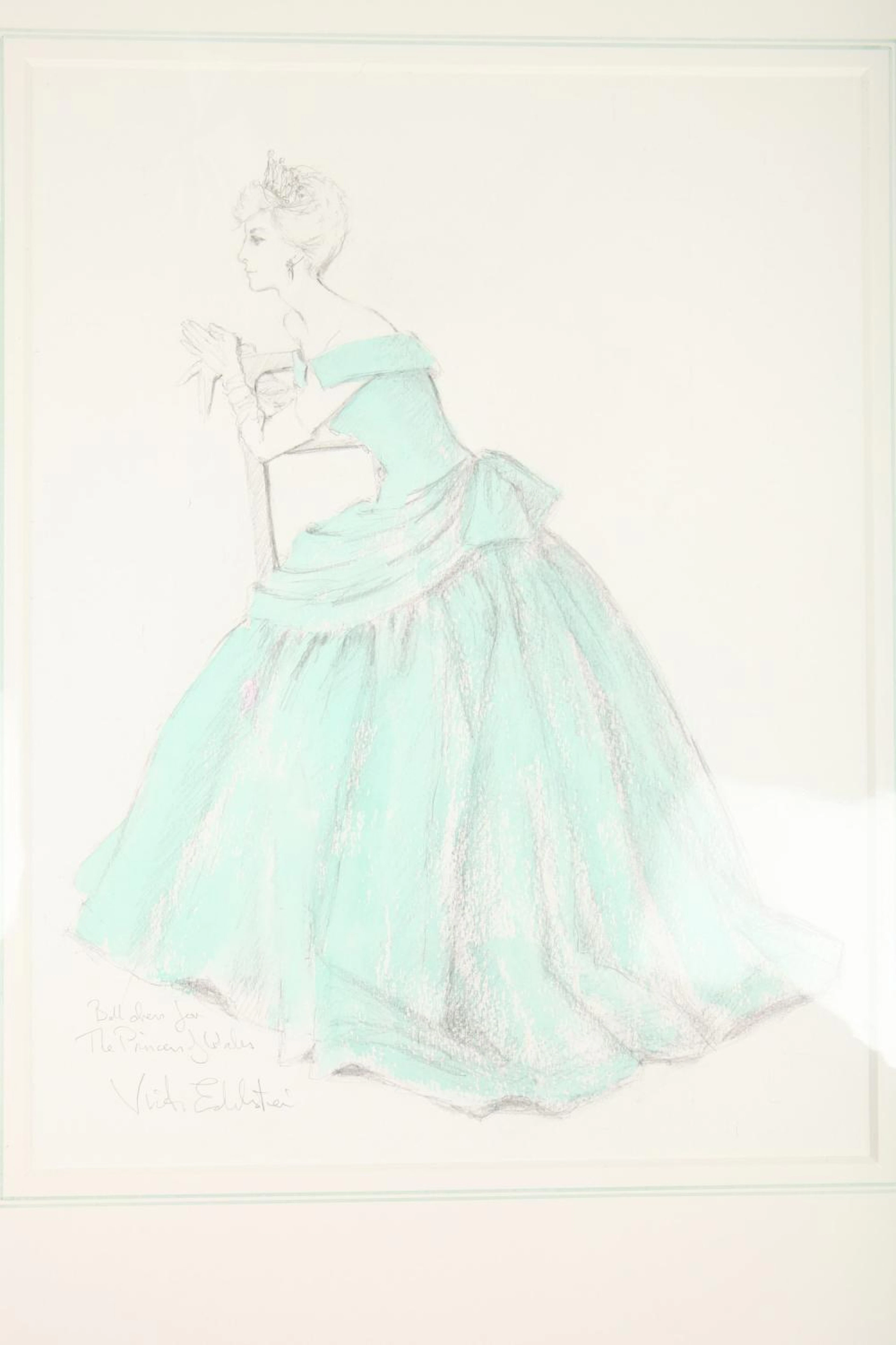 A Victor Edelstein fashion illustration of Princess...