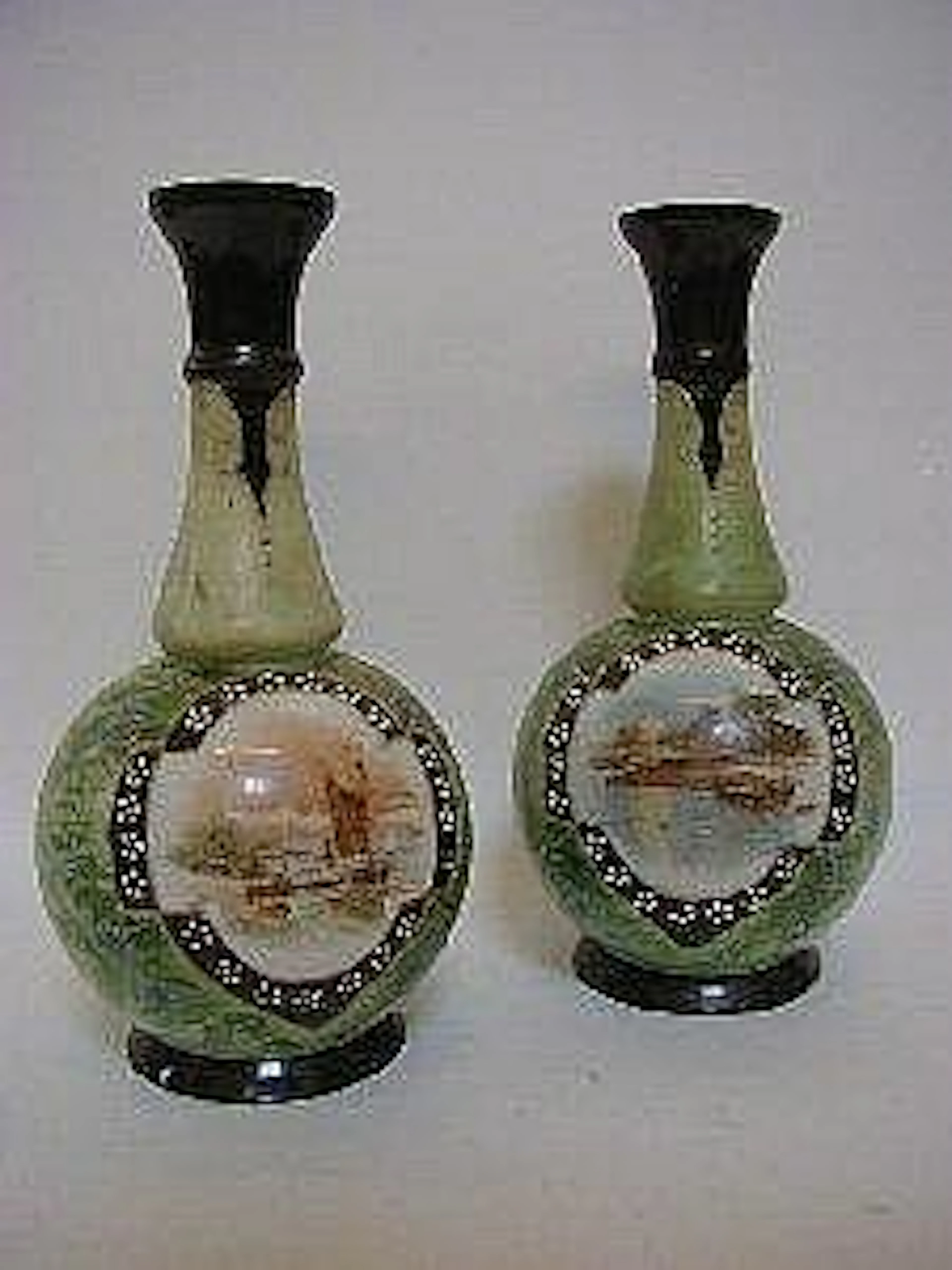 A PAIR OF OPAQUE GLASS BALUSTER VASES