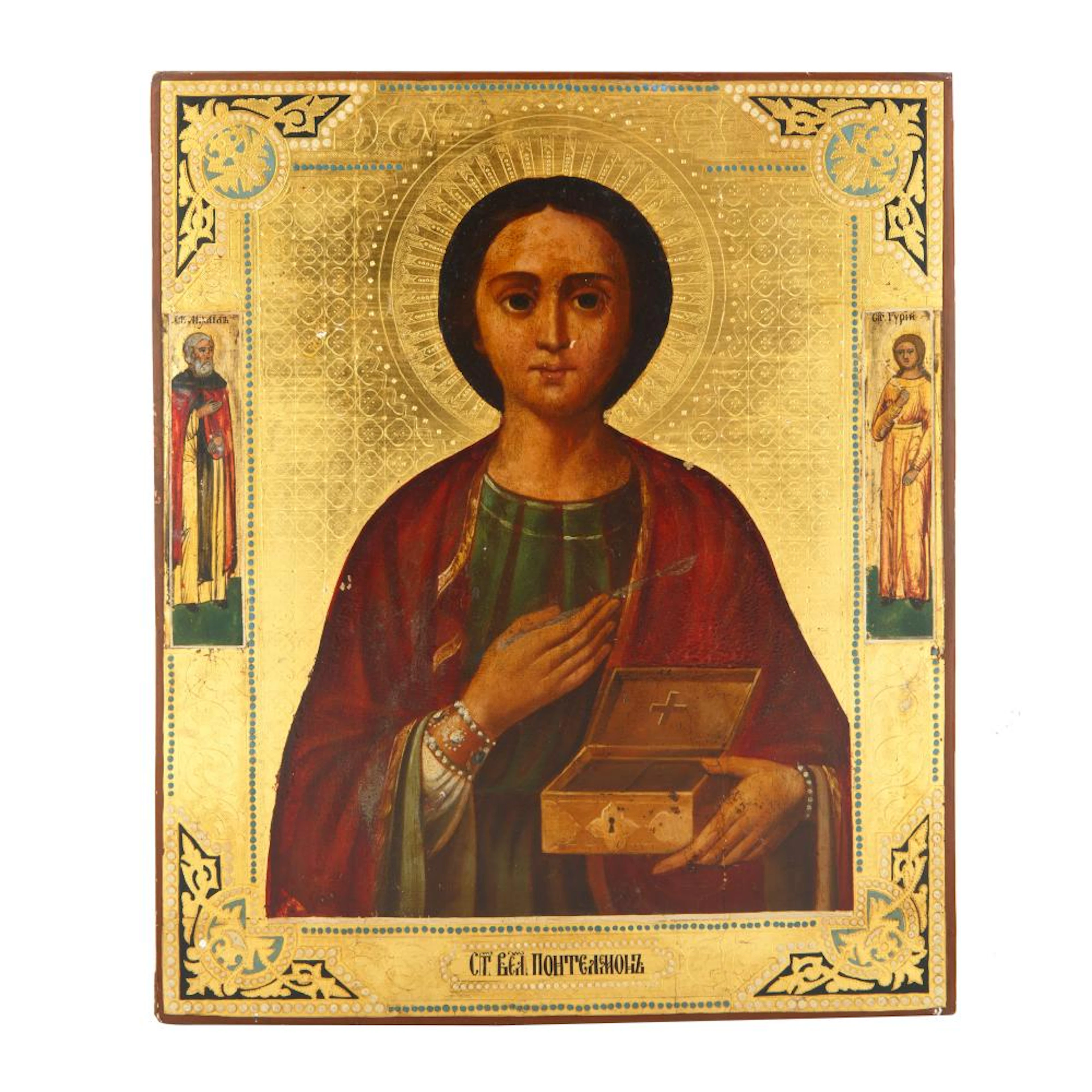 A RUSSIAN ICON OF SAINT PANTELEIMON, LATE 19TH CENTURY