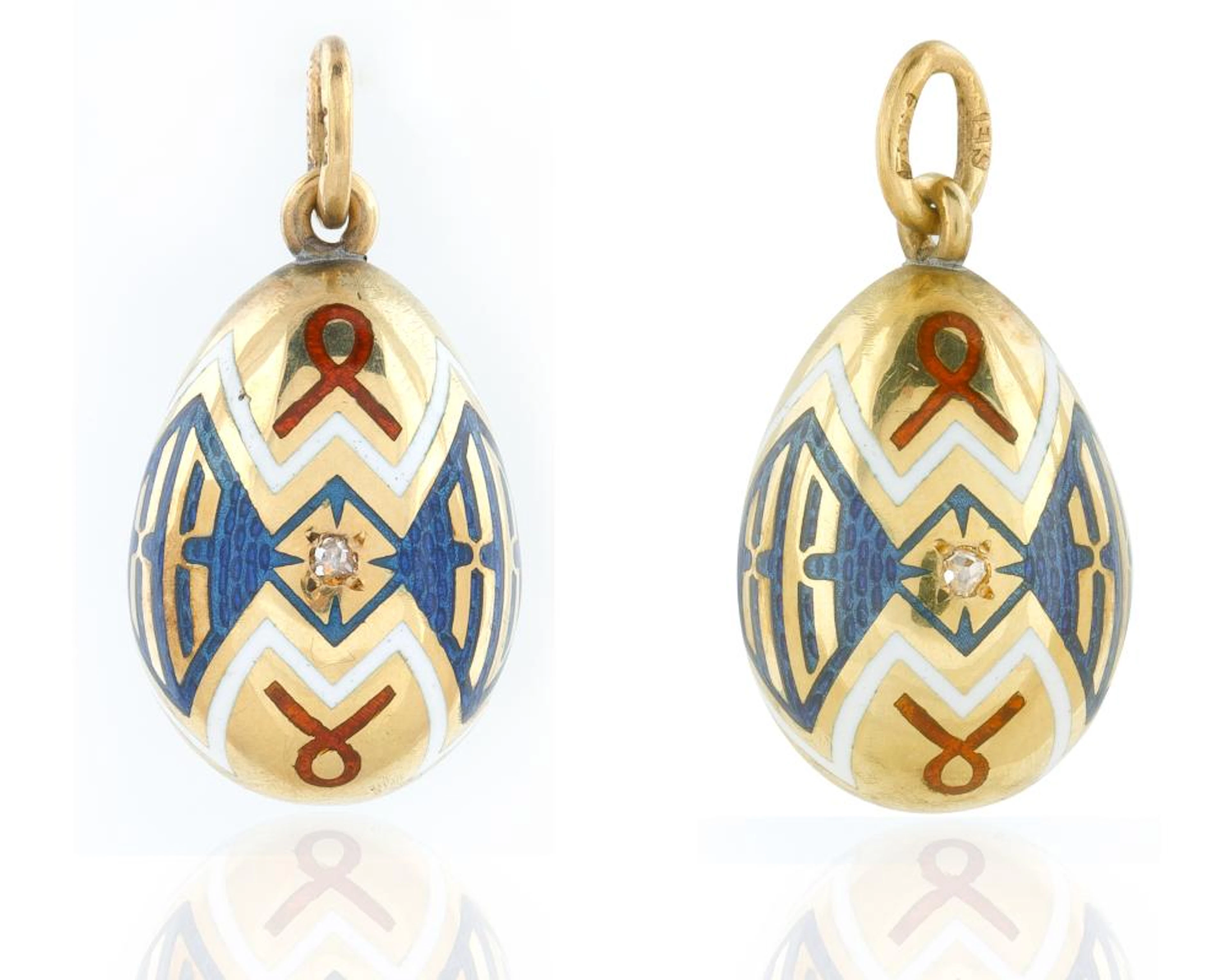 FABERGE-STYLE GOLD AND ENAMEL PENDANT EASTER EGG