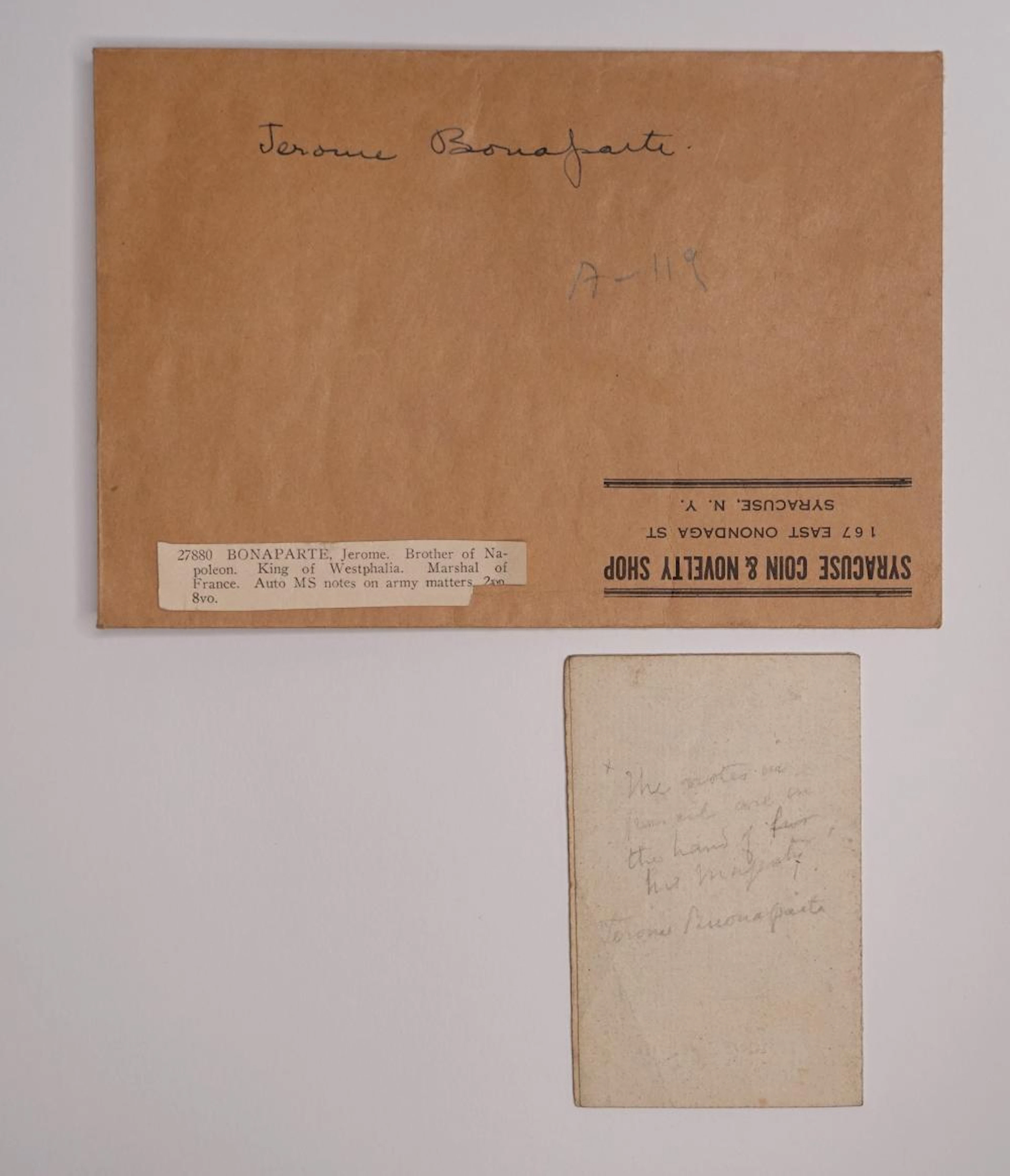 A GROUP OF 6 SIGNED LETTERS PERTAINING TO THE BONAPARTE FAMILY