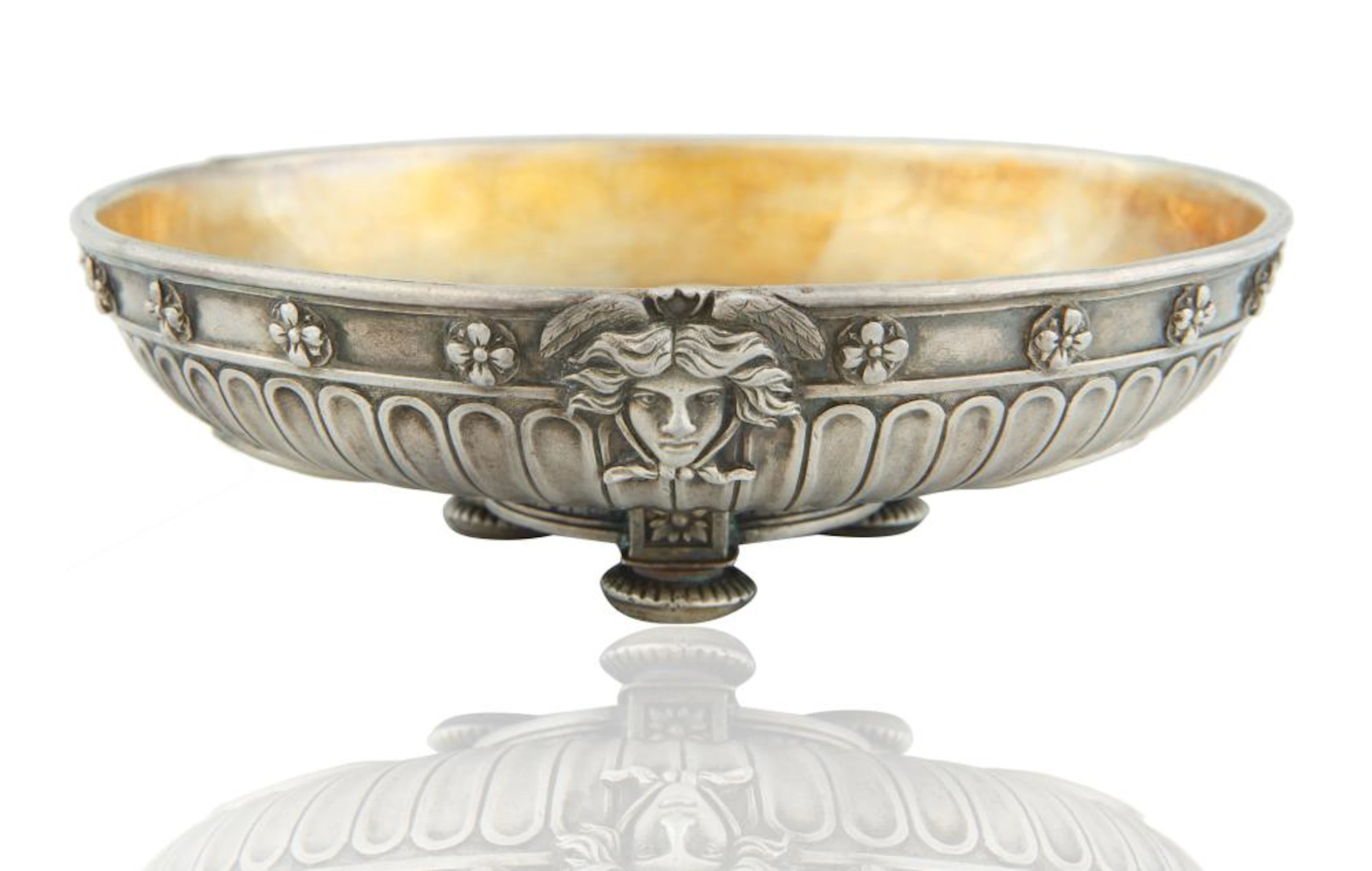 CIRCA 1889 FABERGE SILVER SWEETMEATS DISH