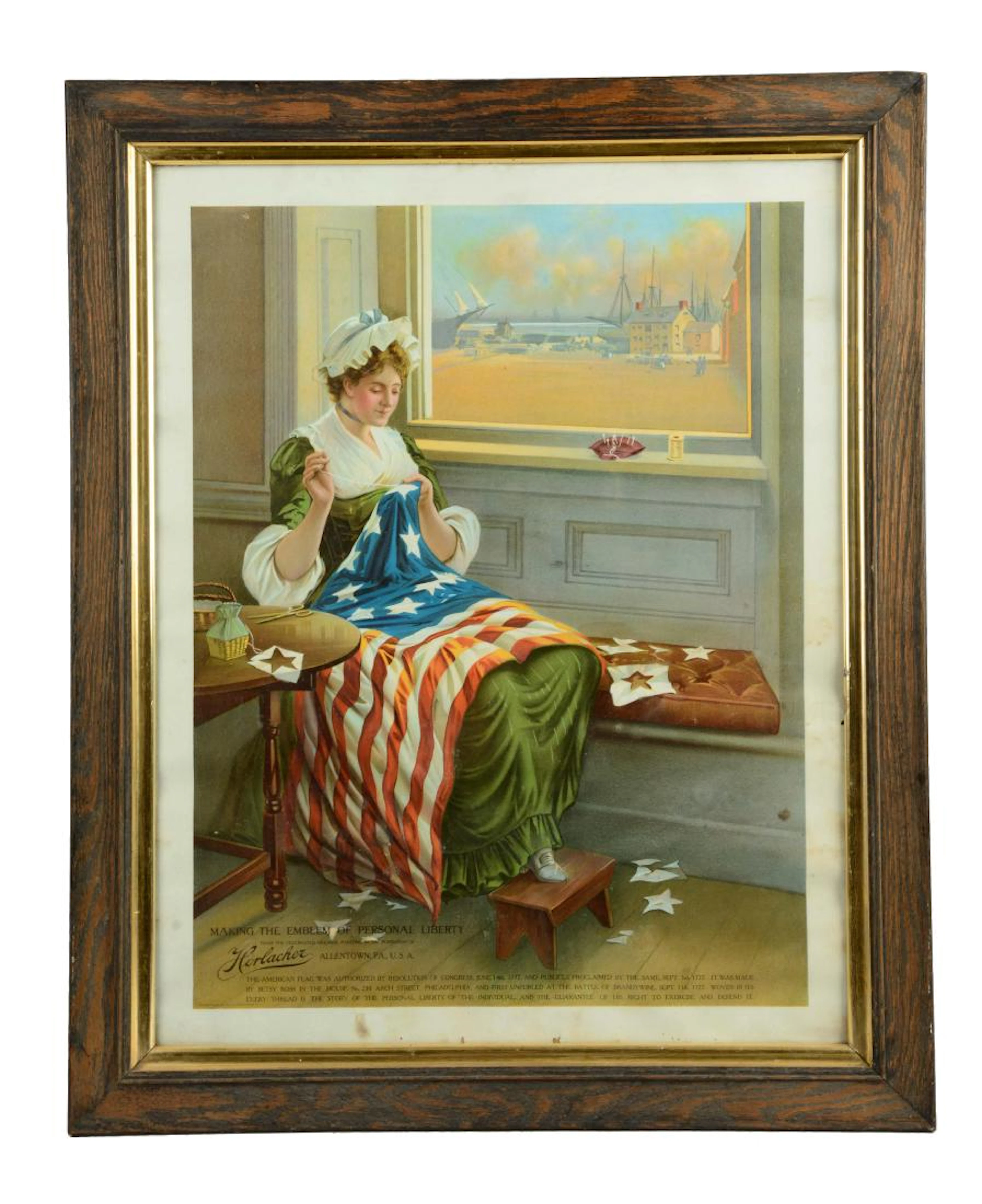 Horlacher Beer Betsy Ross Advertising Poster.