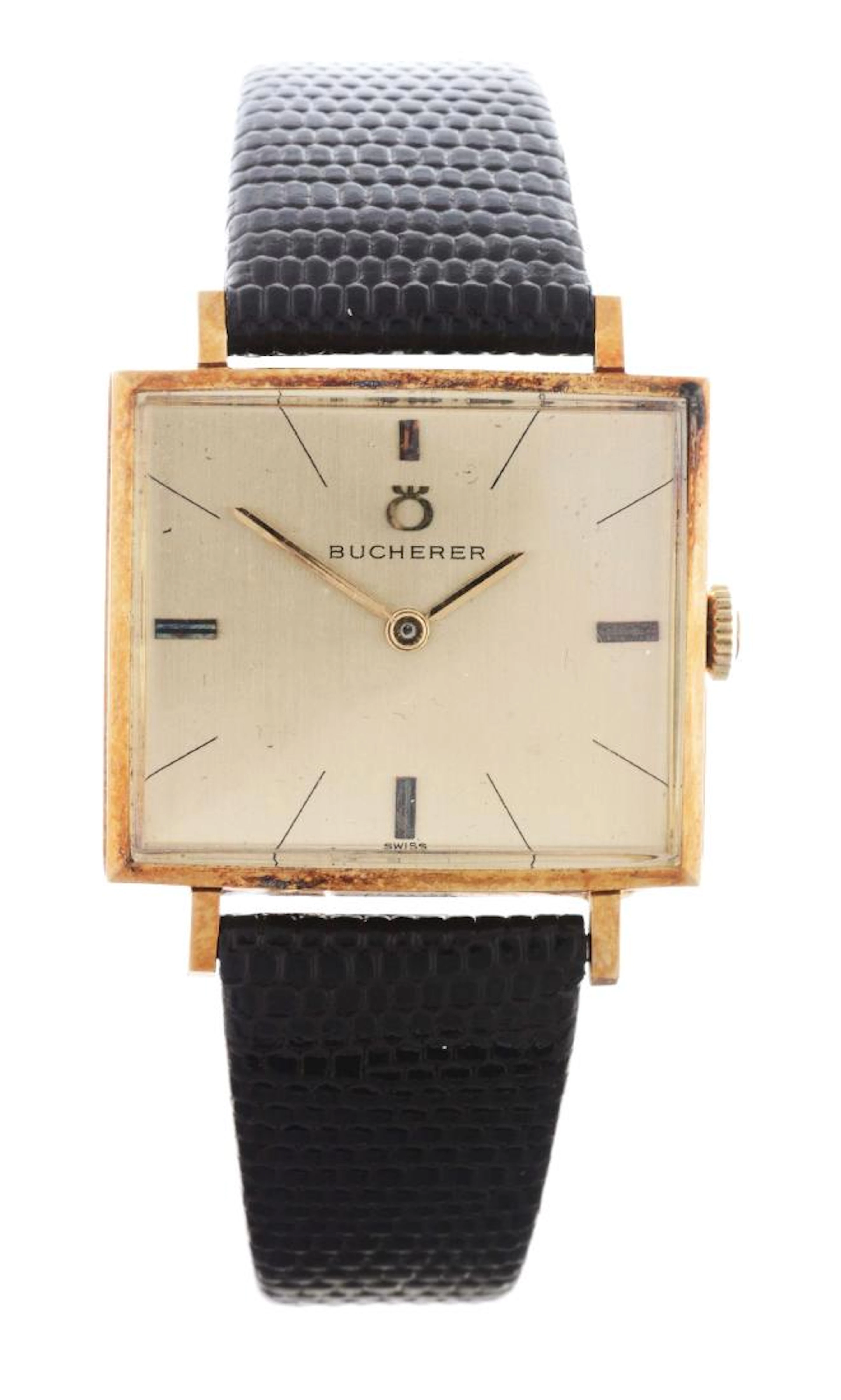 Bucherer 18K Yellow Gold Square Dress Watch on Strap