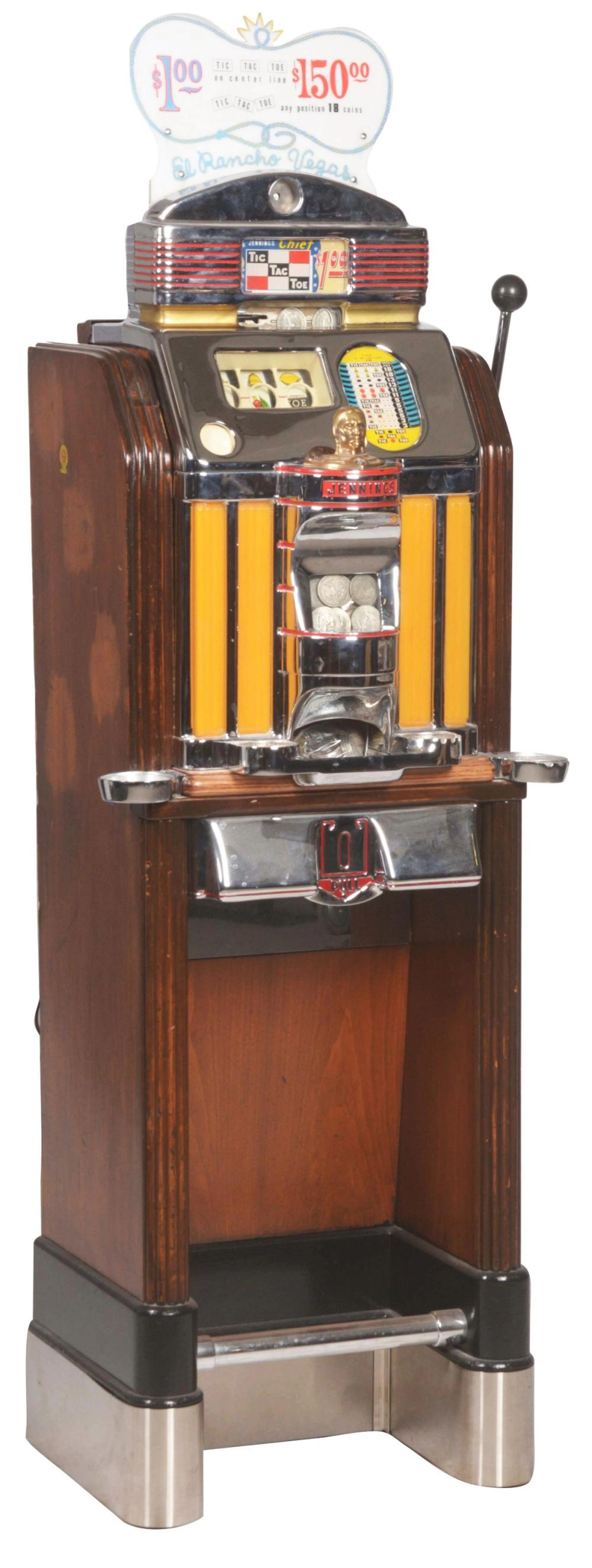 $1 JENNINGS TIC-TAC-TOE CLUB CHIEF LIGHT-UP CONSOLE SLOT.