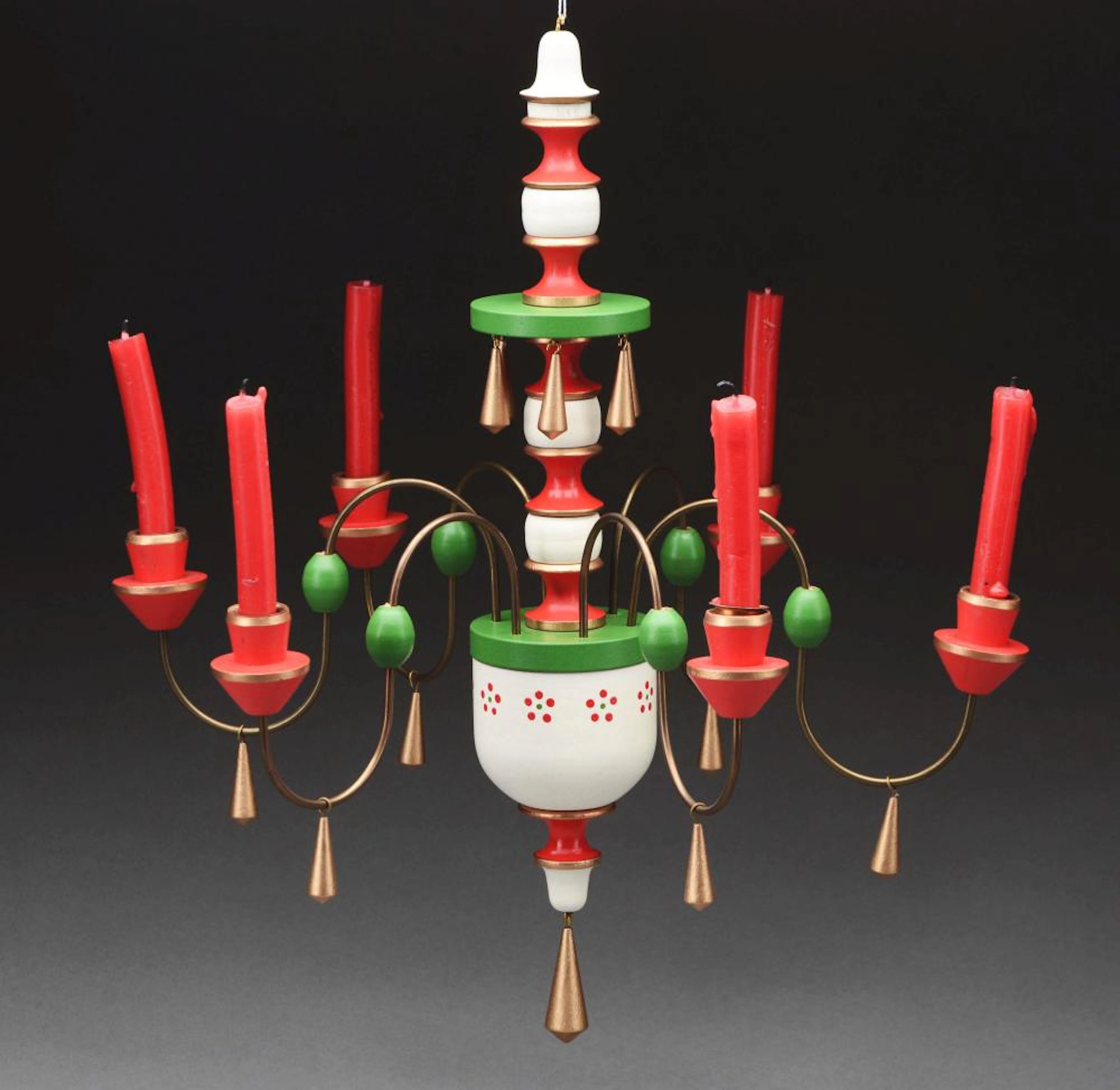 German Wood Chandelier with Candles.