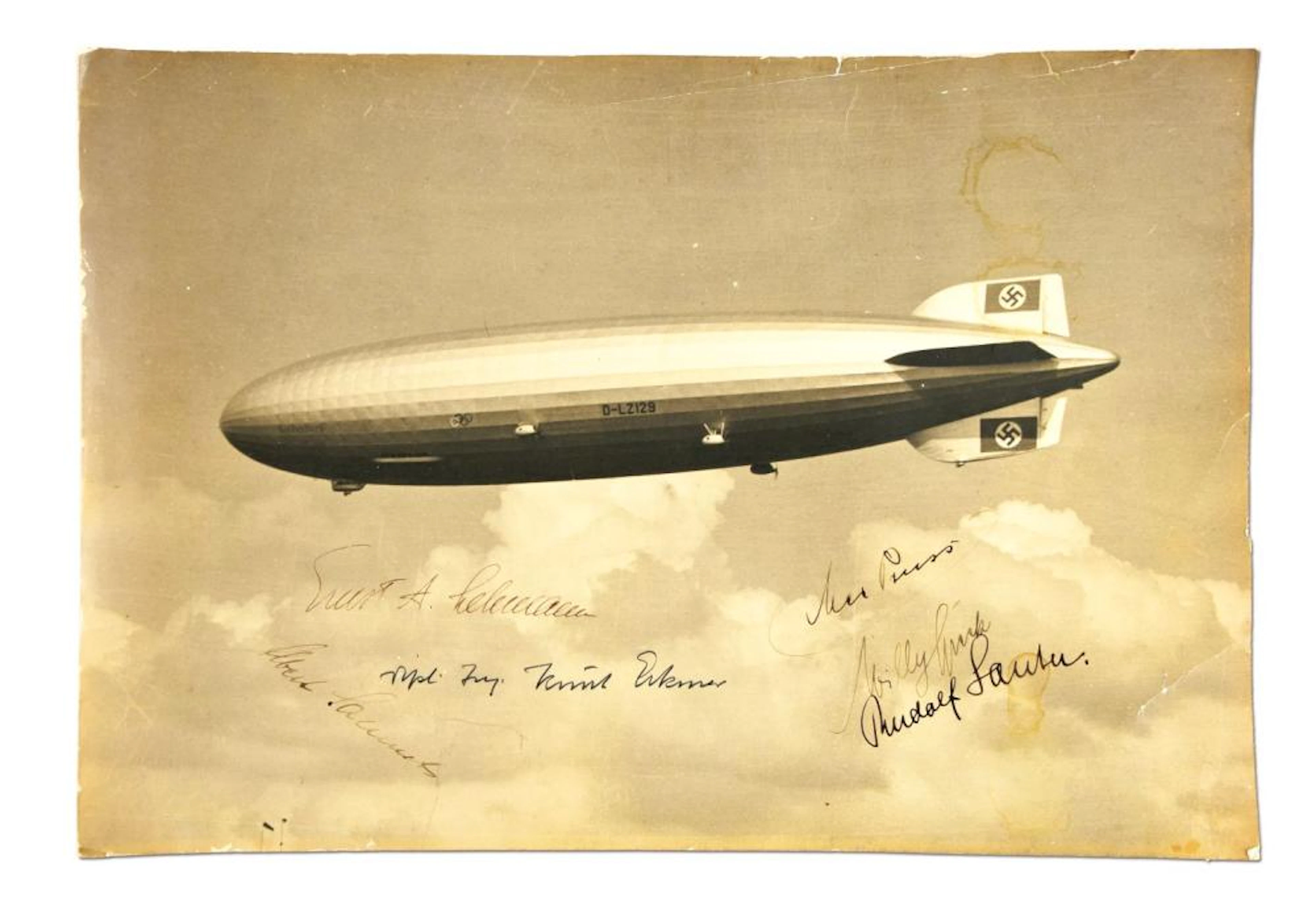1930'S HINDENBURG PHOTO SIGNED BY SHIP'S CAPTAIN & CREW.