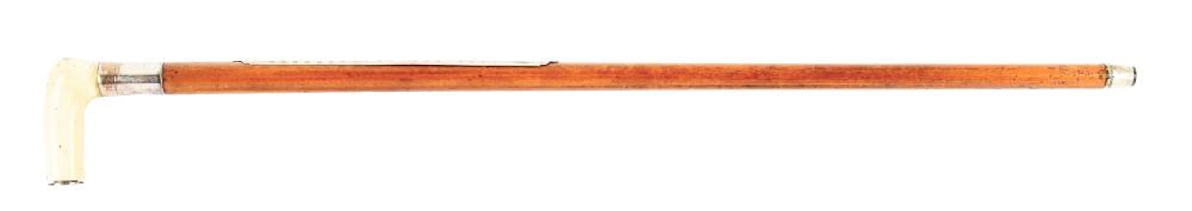 ANTIQUE GADGET THERMOMETER CANE.