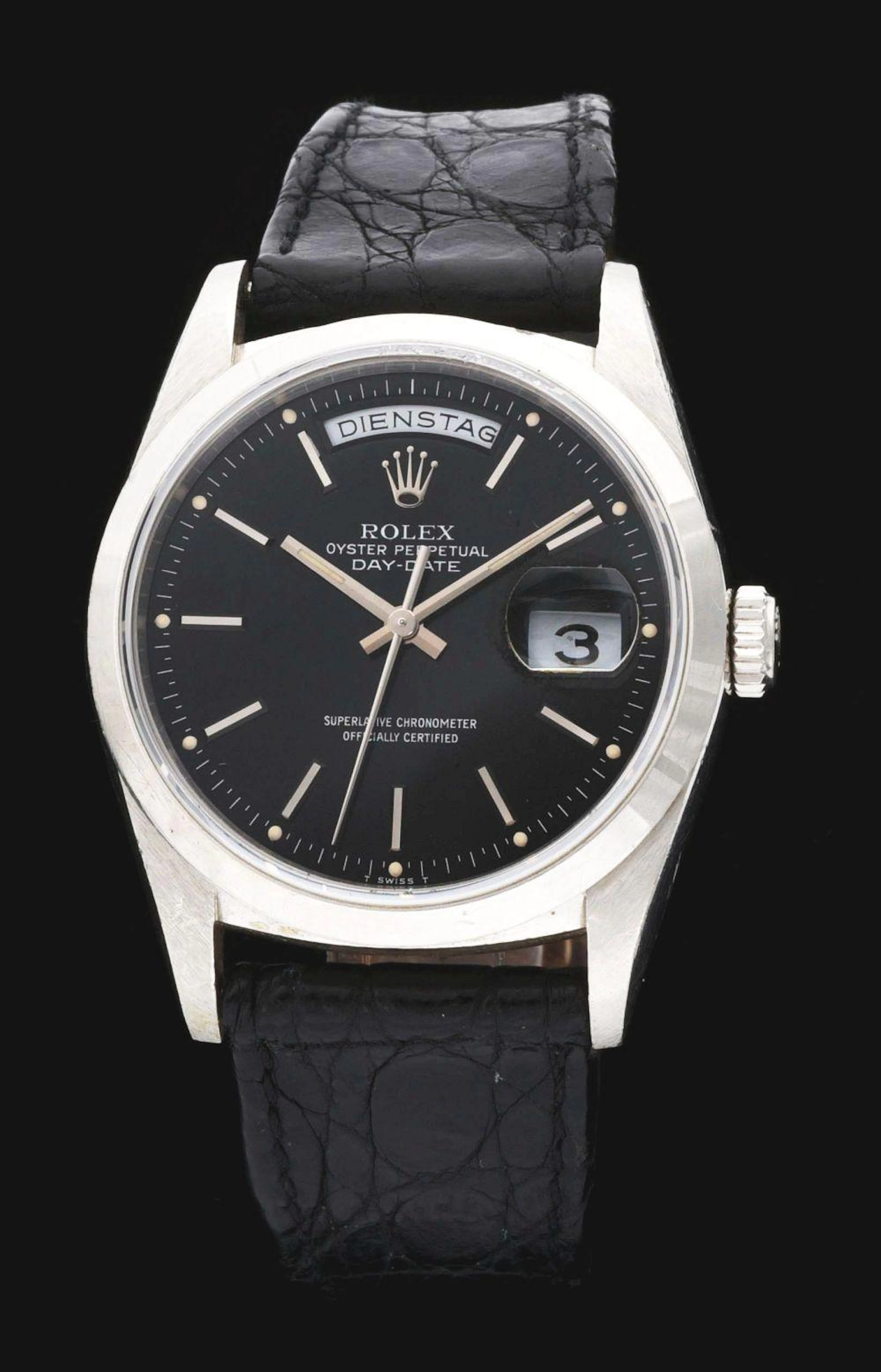 MEN'S VINTAGE PLATINUM ROLEX PRESIDENT DAY-DATE 36MM WRISTWATCH, REF 18206.