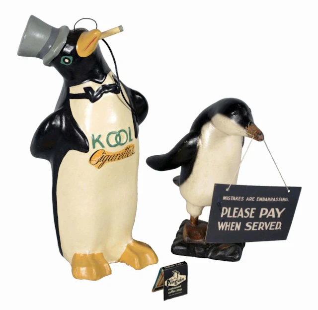 Lot Of 3: Penguin Advertising Displays & Matches.