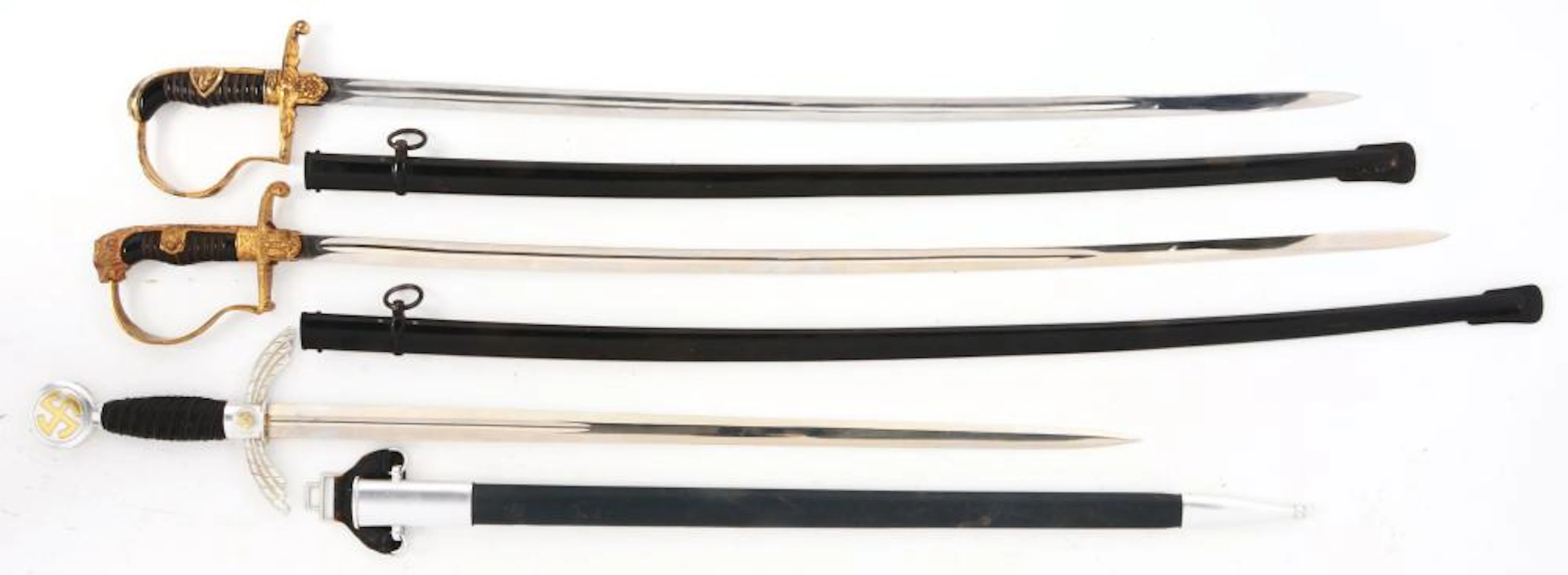 LOT OF 3: GERMAN WORLD WAR II SWORDS - HEER DOVE HEAD