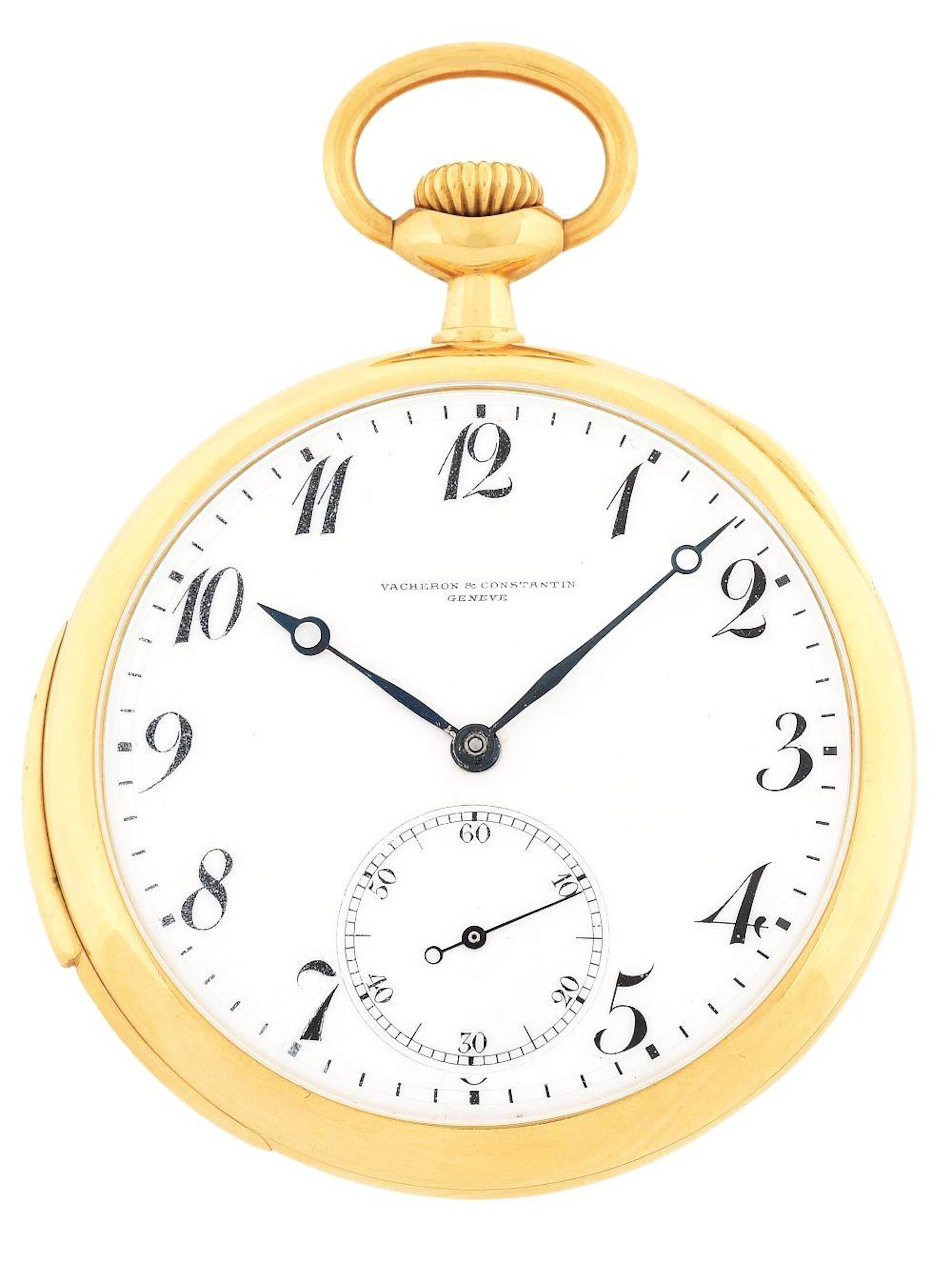 18K GOLD VACHERON & CONSTANTIN, GENEVE, SWISS MINUTE REPEATING O/F POCKET WATCH.