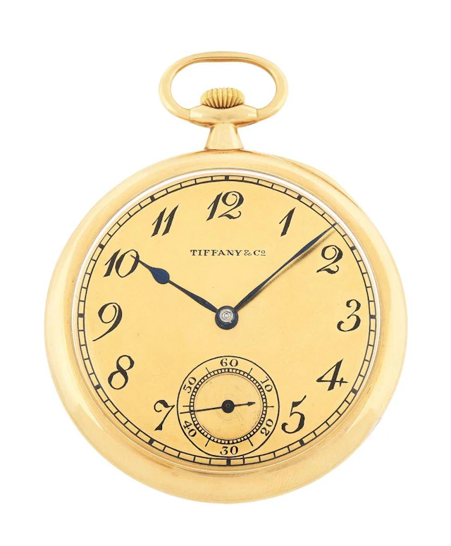 18K GOLD TIFFANY & CO PATEK PHILIPPE O/F POCKET WATCH.