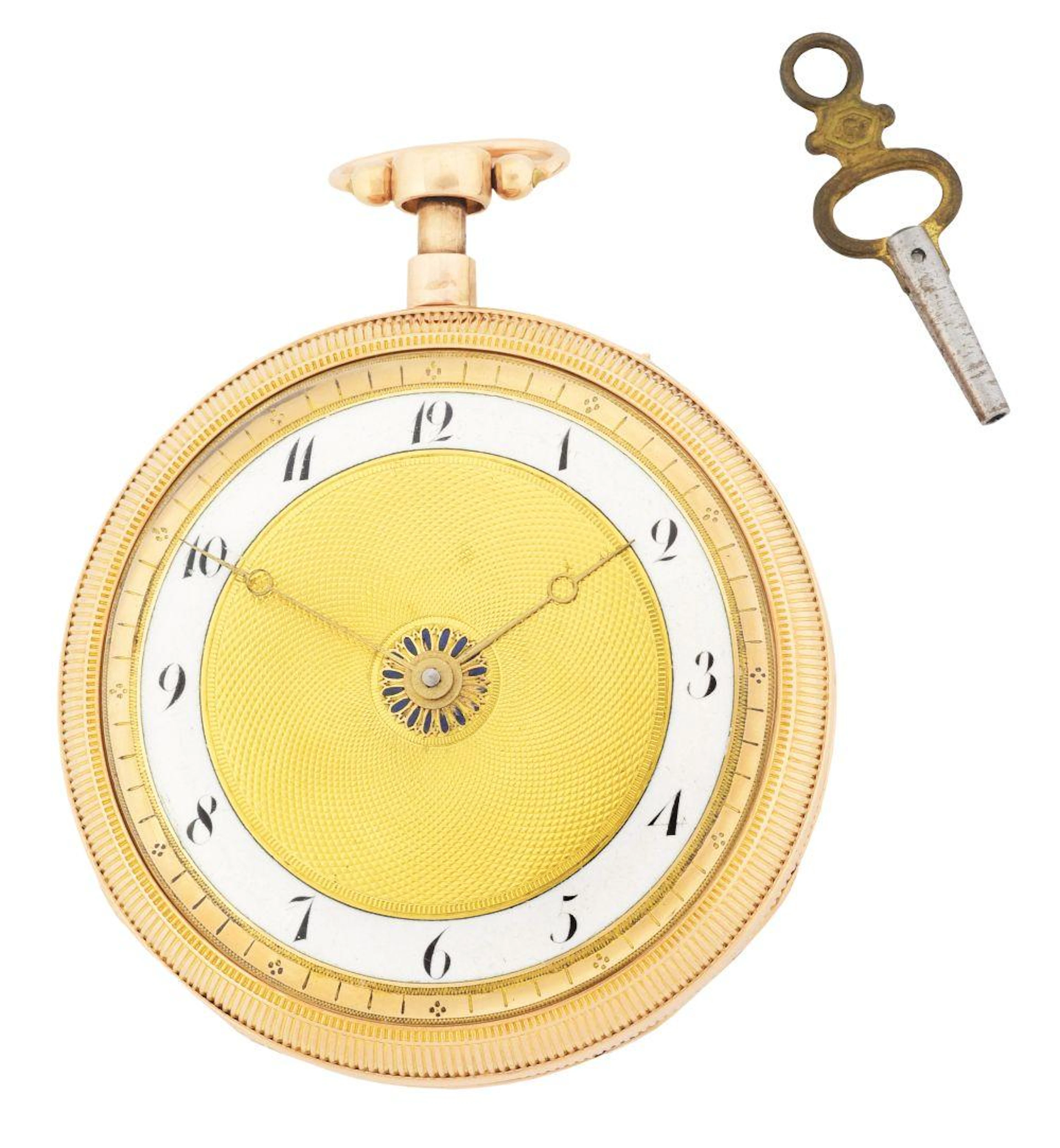 18K PINK GOLD GRAND SONNERIE O/F CLOCK WATCH W/QUARTER REPEATER & KEY..